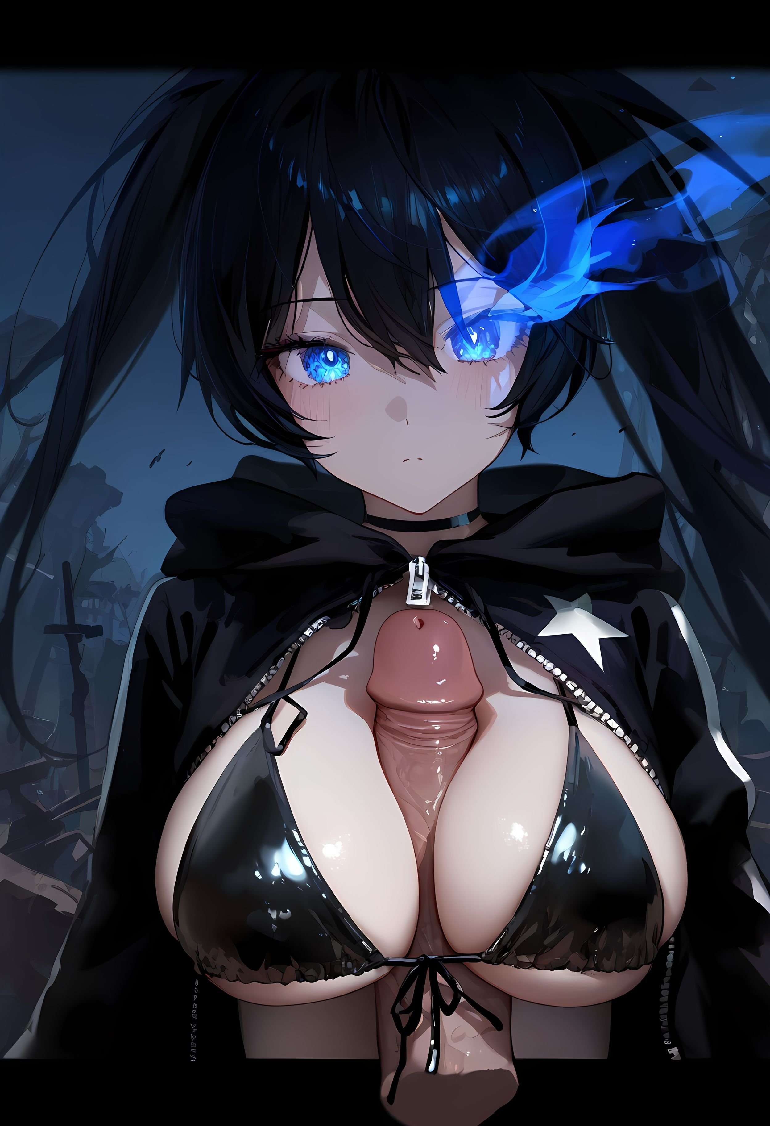 AI 생성 애니메이션 소녀 - [2D] 흑암사수: 원작 애니메이션 검은 머리 푸른 눈 전투 소녀 무기 제어 불능의 푸른 매력 전투 소녀의 미친 사격 263P