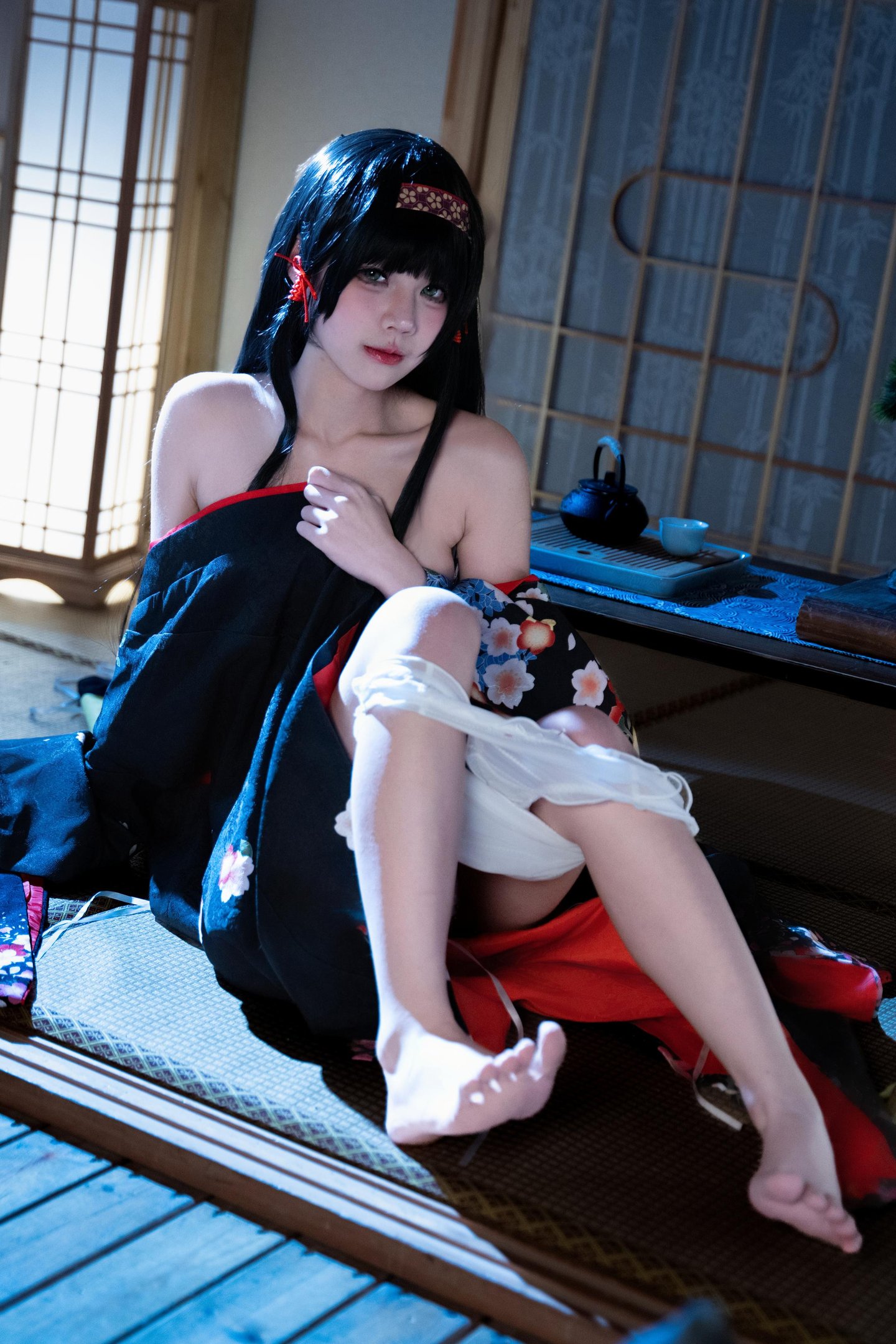 costume play] 清水凪 - [リアル] コスプレ 蓮華：白髪獣耳猫娘お姉さん 巨乳黒スト開脚濡れ透視 62P