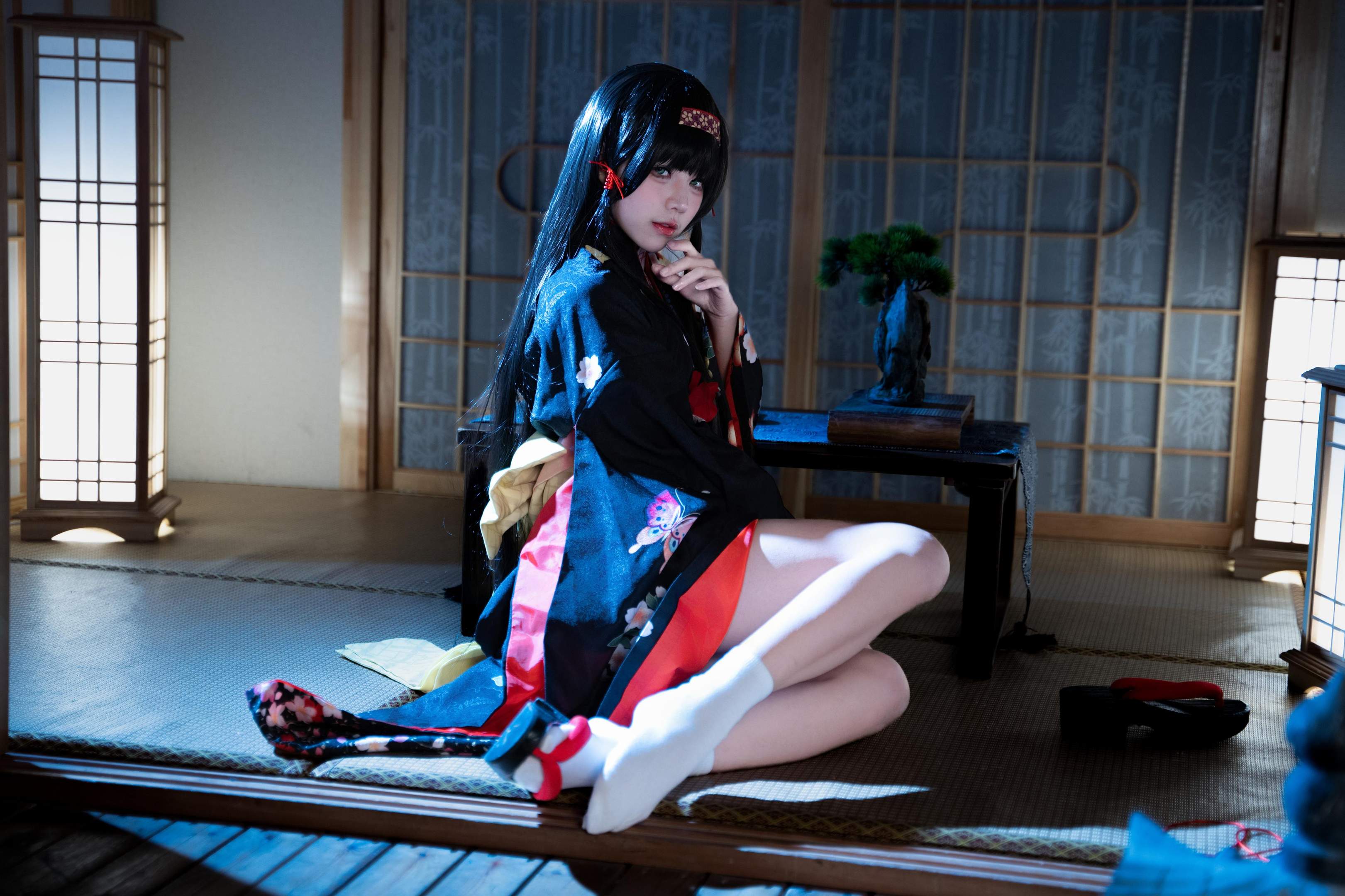costume hóa trang] 清水凪 - [thực tế] cos 莲华: mèo cô nàng tai thú tóc trắng, ngực khủng, tất đen, ướt át, xuyên thấu 62P