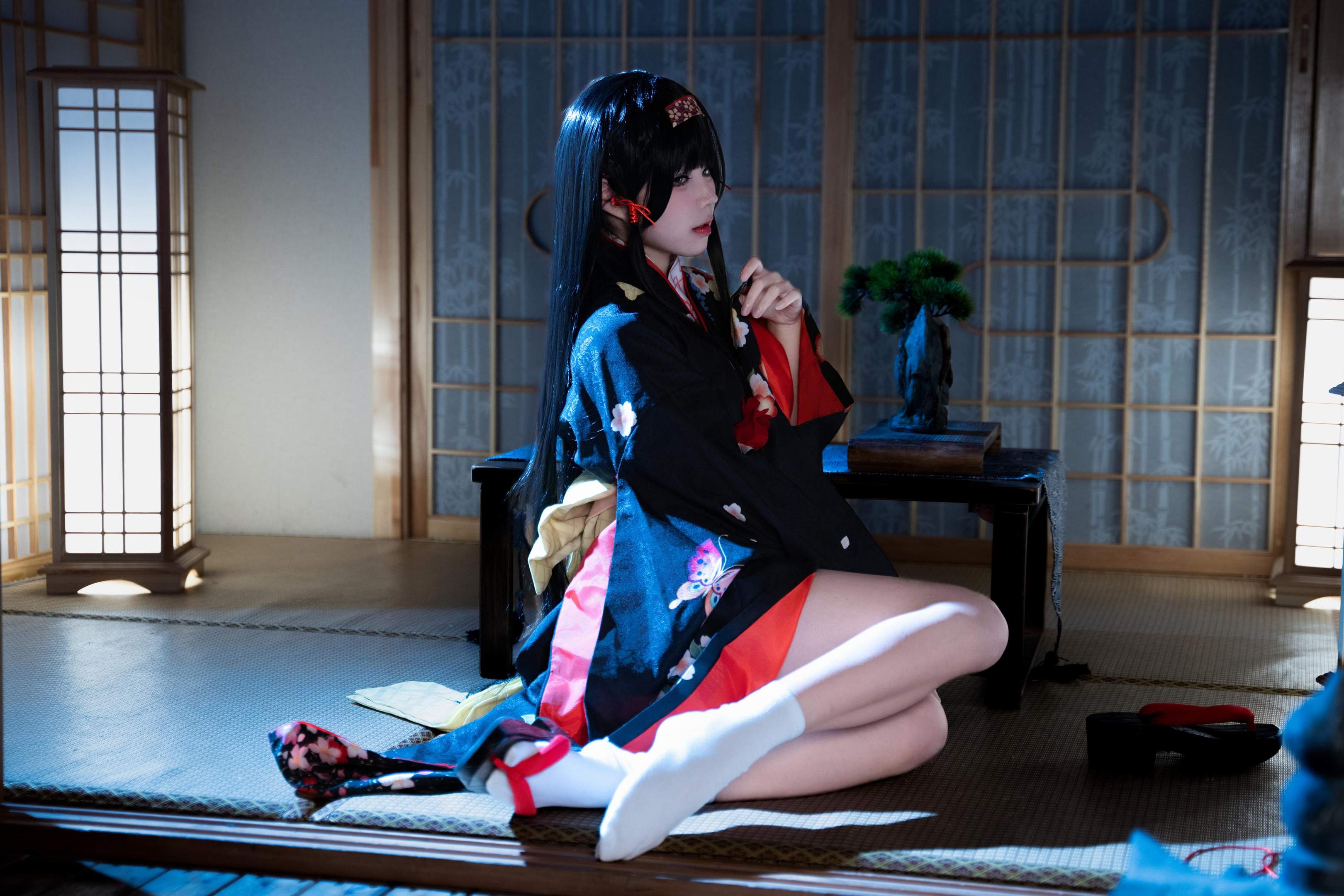 costume hóa trang] 清水凪 - [thực tế] cos 莲华: mèo cô nàng tai thú tóc trắng, ngực khủng, tất đen, ướt át, xuyên thấu 62P