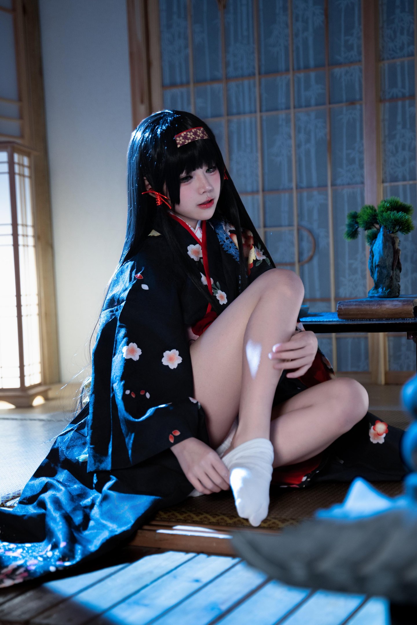 costume hóa trang] 清水凪 - [thực tế] cos 莲华: mèo cô nàng tai thú tóc trắng, ngực khủng, tất đen, ướt át, xuyên thấu 62P