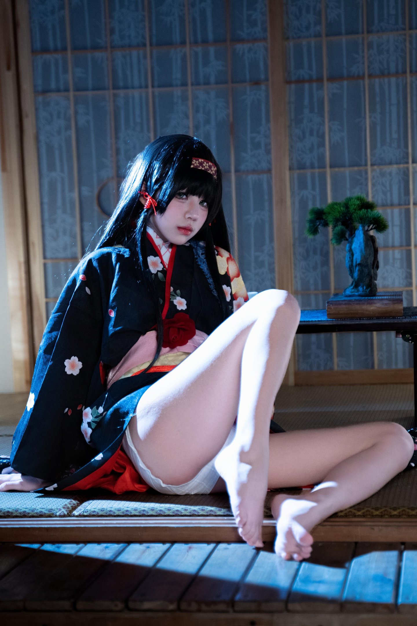 costume play] 清水凪 - [リアル] コスプレ 蓮華：白髪獣耳猫娘お姉さん 巨乳黒スト開脚濡れ透視 62P