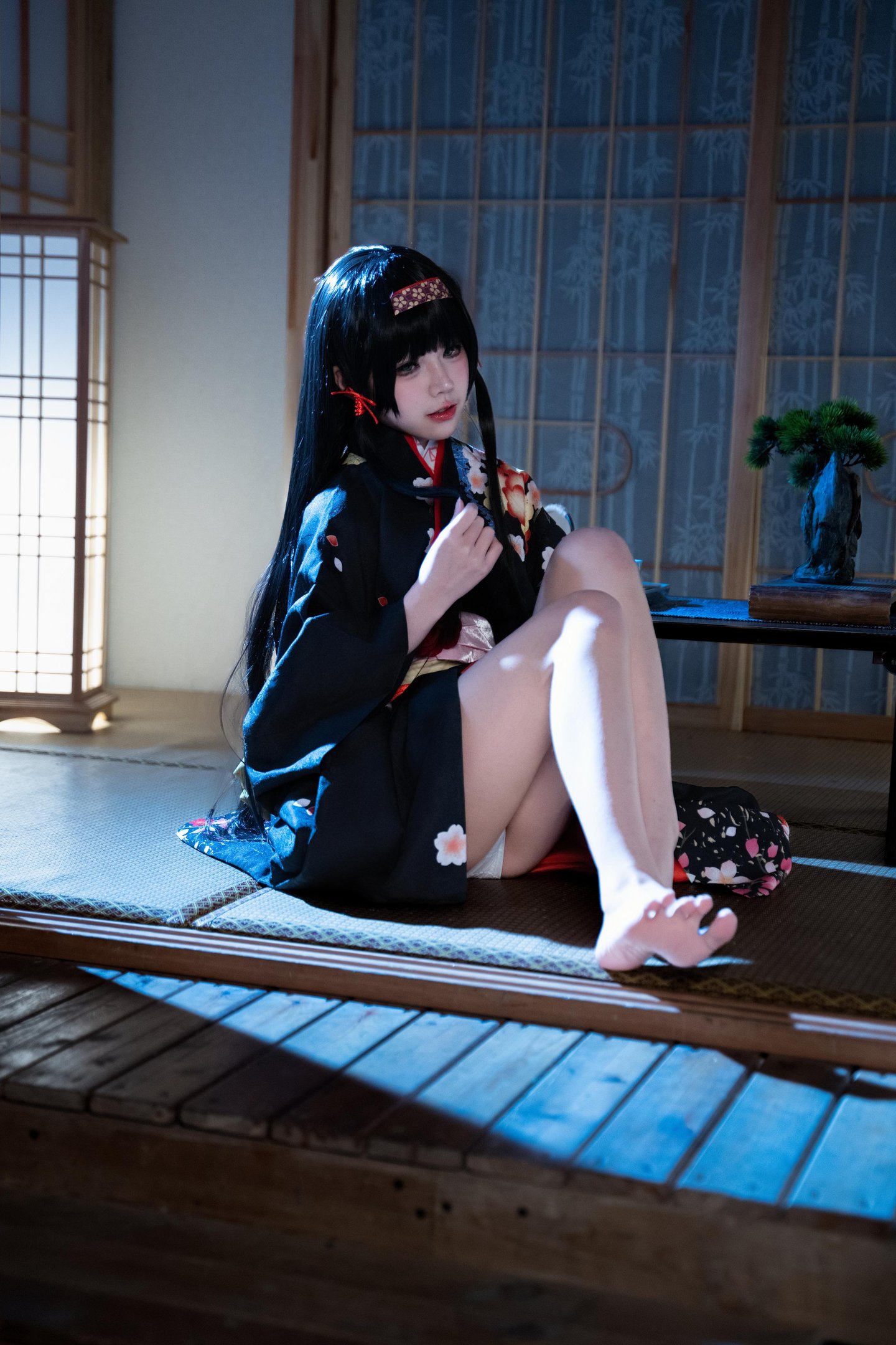 costume play] 清水凪 - [リアル] コスプレ 蓮華：白髪獣耳猫娘お姉さん 巨乳黒スト開脚濡れ透視 62P