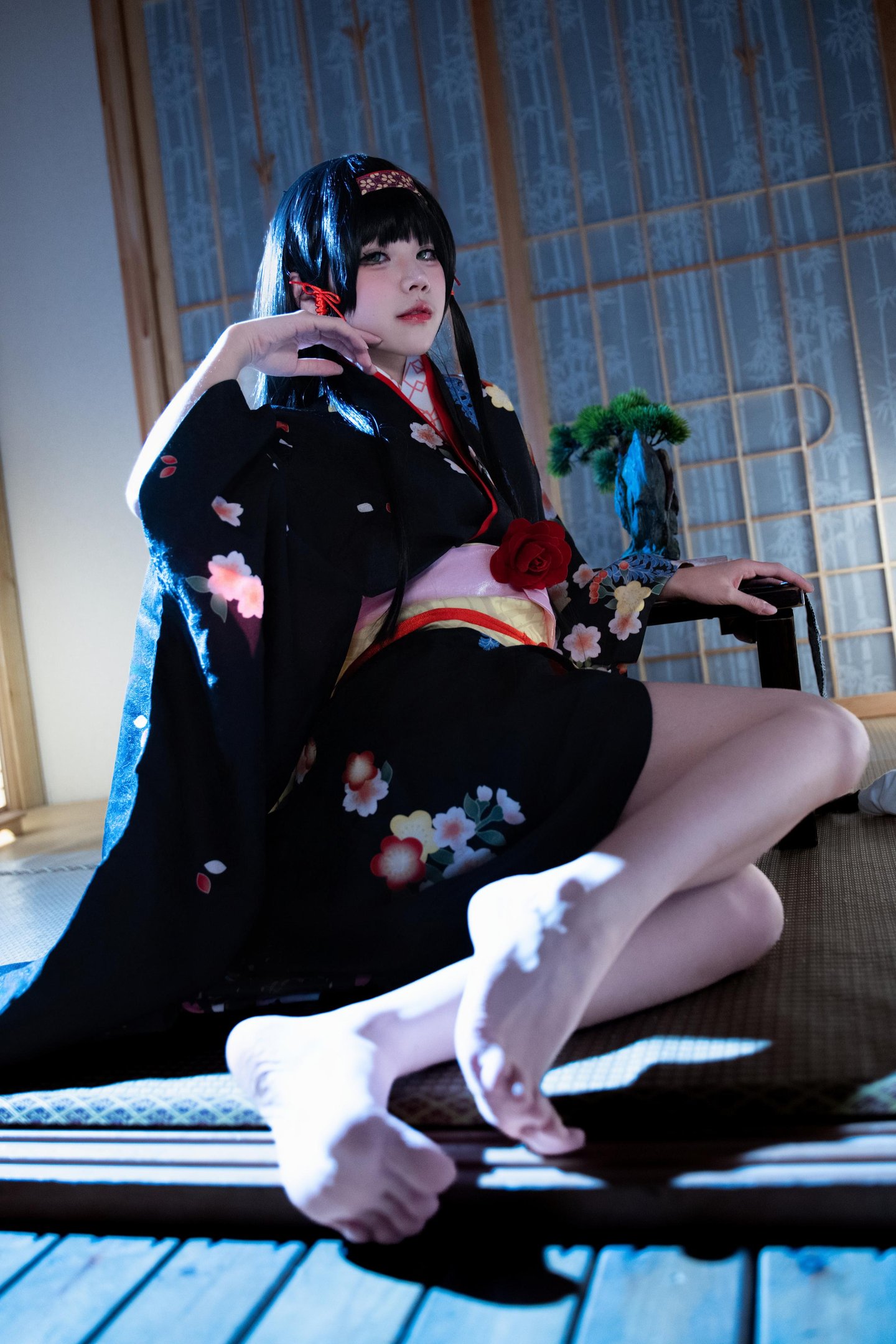 costume play] 清水凪 - [リアル] コスプレ 蓮華：白髪獣耳猫娘お姉さん 巨乳黒スト開脚濡れ透視 62P