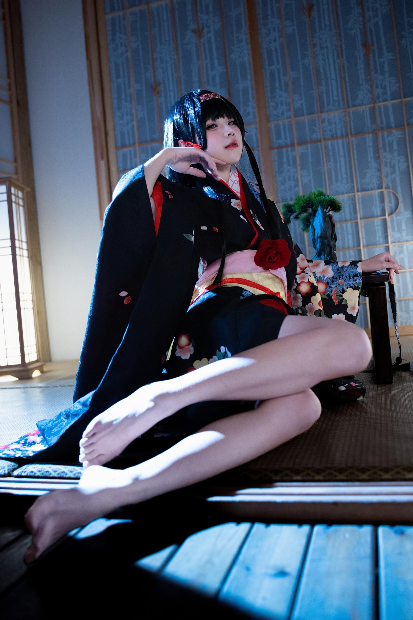 costume play] 清水凪 - [リアル] コスプレ 蓮華：白髪獣耳猫娘お姉さん 巨乳黒スト開脚濡れ透視 62P