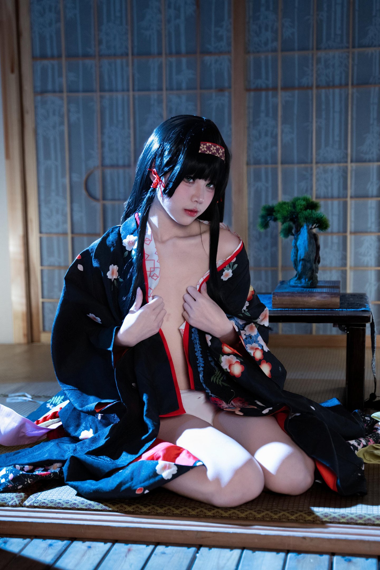 costume play] 清水凪 - [リアル] コスプレ 蓮華：白髪獣耳猫娘お姉さん 巨乳黒スト開脚濡れ透視 62P
