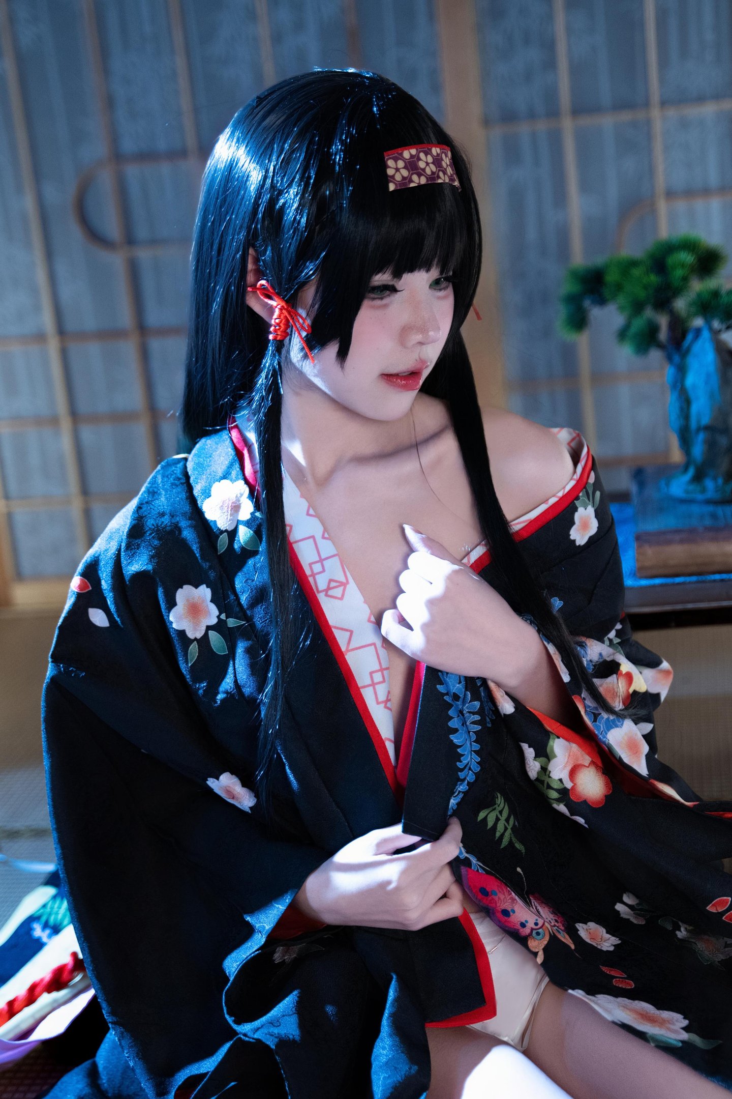 costume play] 清水凪 - [リアル] コスプレ 蓮華：白髪獣耳猫娘お姉さん 巨乳黒スト開脚濡れ透視 62P