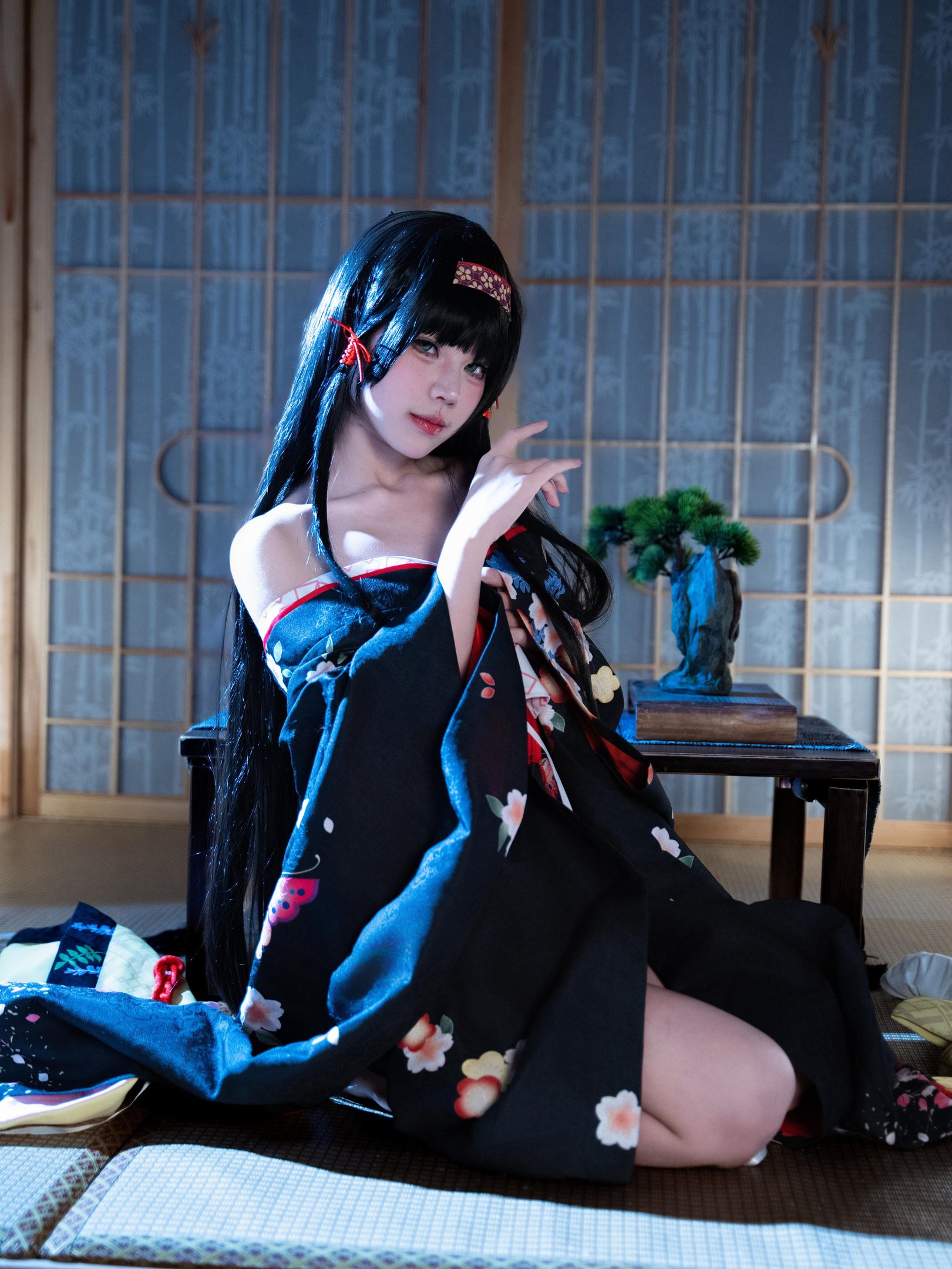 costume play] 清水凪 - [リアル] コスプレ 蓮華：白髪獣耳猫娘お姉さん 巨乳黒スト開脚濡れ透視 62P