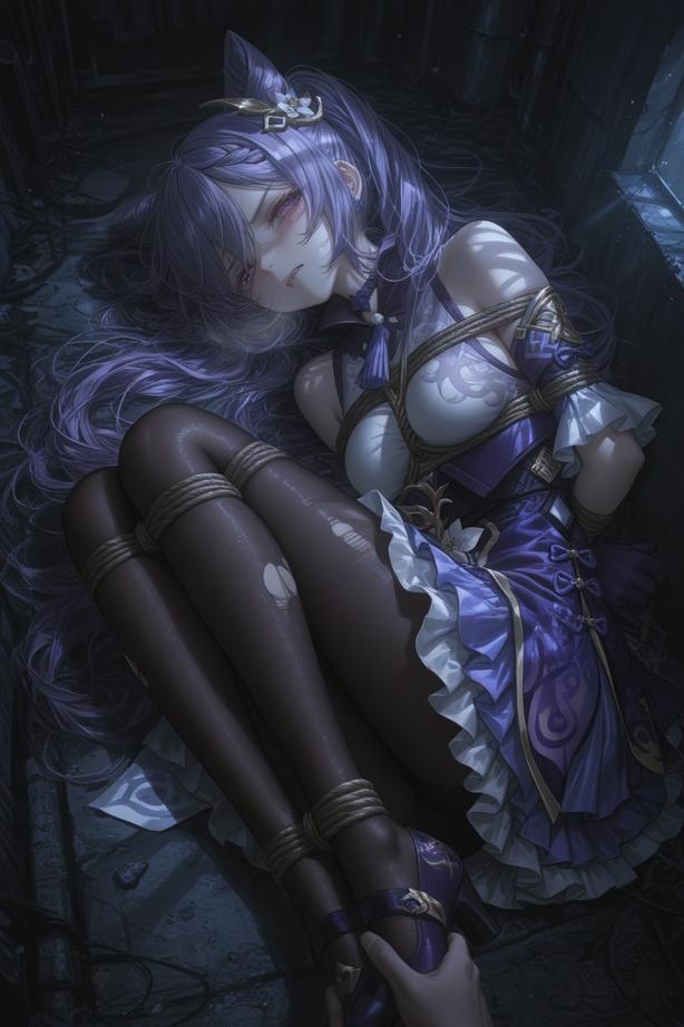 AI Generated Anime Girl - [2D] Keqing: Genshin Impact Purple-Haired Busty Multi-Character Student Nurse Maid Bunny Gym Outfit Leather Transparent Nude Apron Cheongsam Temptation 152P