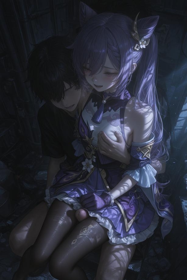 AI Generated Anime Girl - [2D] Keqing: Genshin Impact Purple-Haired Busty Multi-Character Student Nurse Maid Bunny Gym Outfit Leather Transparent Nude Apron Cheongsam Temptation 152P