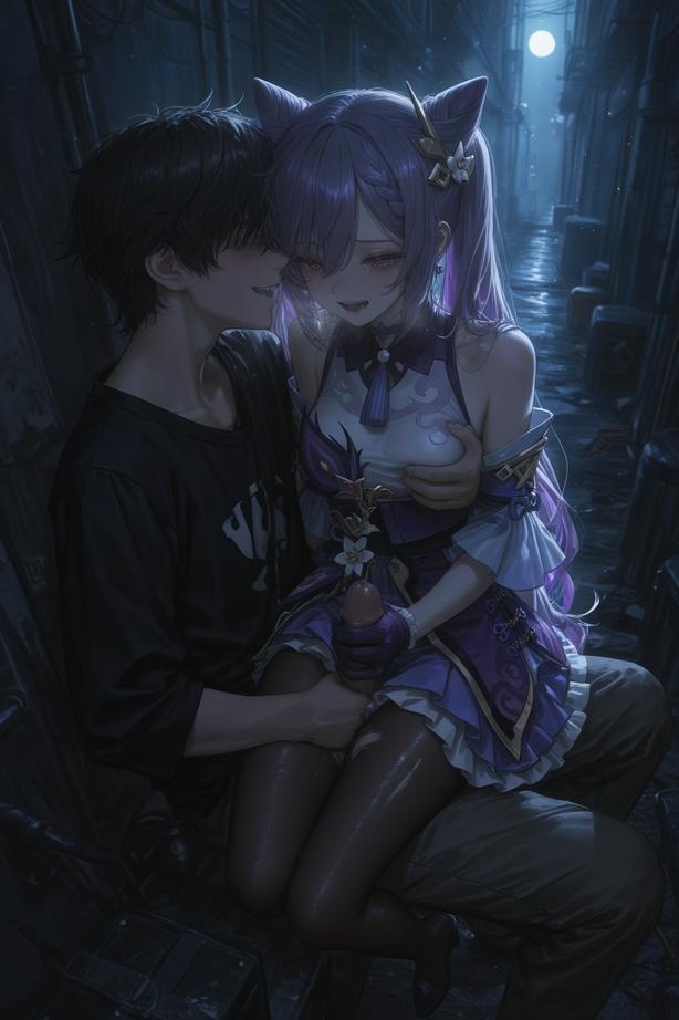 AI Generated Anime Girl - [2D] Keqing: Genshin Impact Purple-Haired Busty Multi-Character Student Nurse Maid Bunny Gym Outfit Leather Transparent Nude Apron Cheongsam Temptation 152P