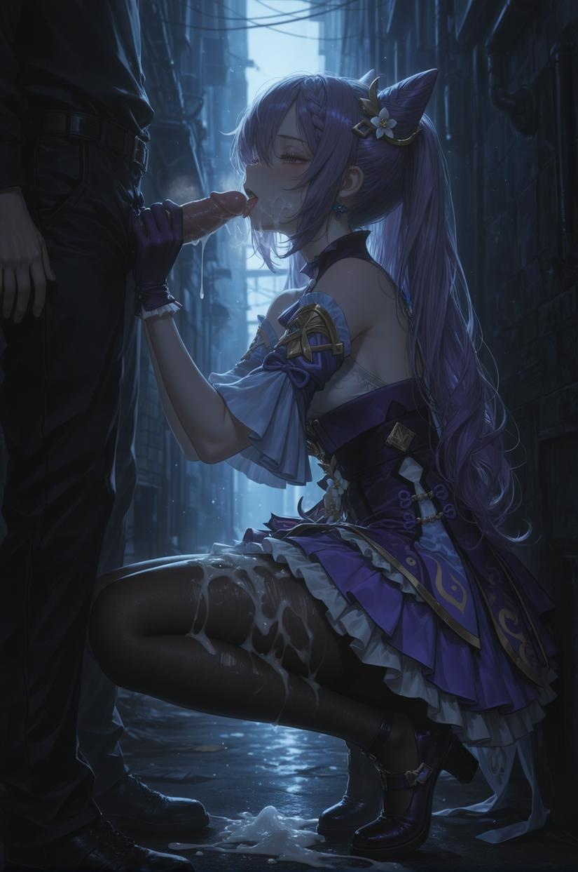 AI Generated Anime Girl - [2D] Keqing: Genshin Impact Purple-Haired Busty Multi-Character Student Nurse Maid Bunny Gym Outfit Leather Transparent Nude Apron Cheongsam Temptation 152P