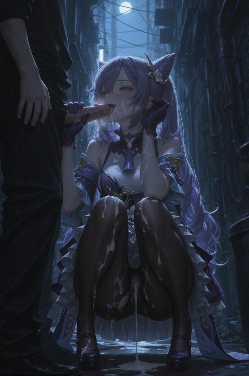 AI Generated Anime Girl - [2D] Keqing: Genshin Impact Purple-Haired Busty Multi-Character Student Nurse Maid Bunny Gym Outfit Leather Transparent Nude Apron Cheongsam Temptation 152P