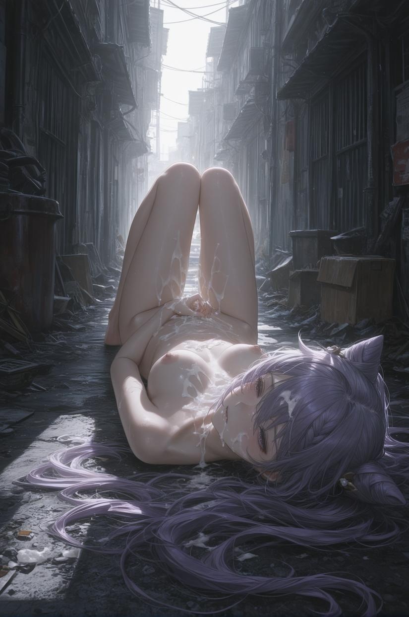 AI Generated Anime Girl - [2D] Keqing: Genshin Impact Purple-Haired Busty Multi-Character Student Nurse Maid Bunny Gym Outfit Leather Transparent Nude Apron Cheongsam Temptation 152P