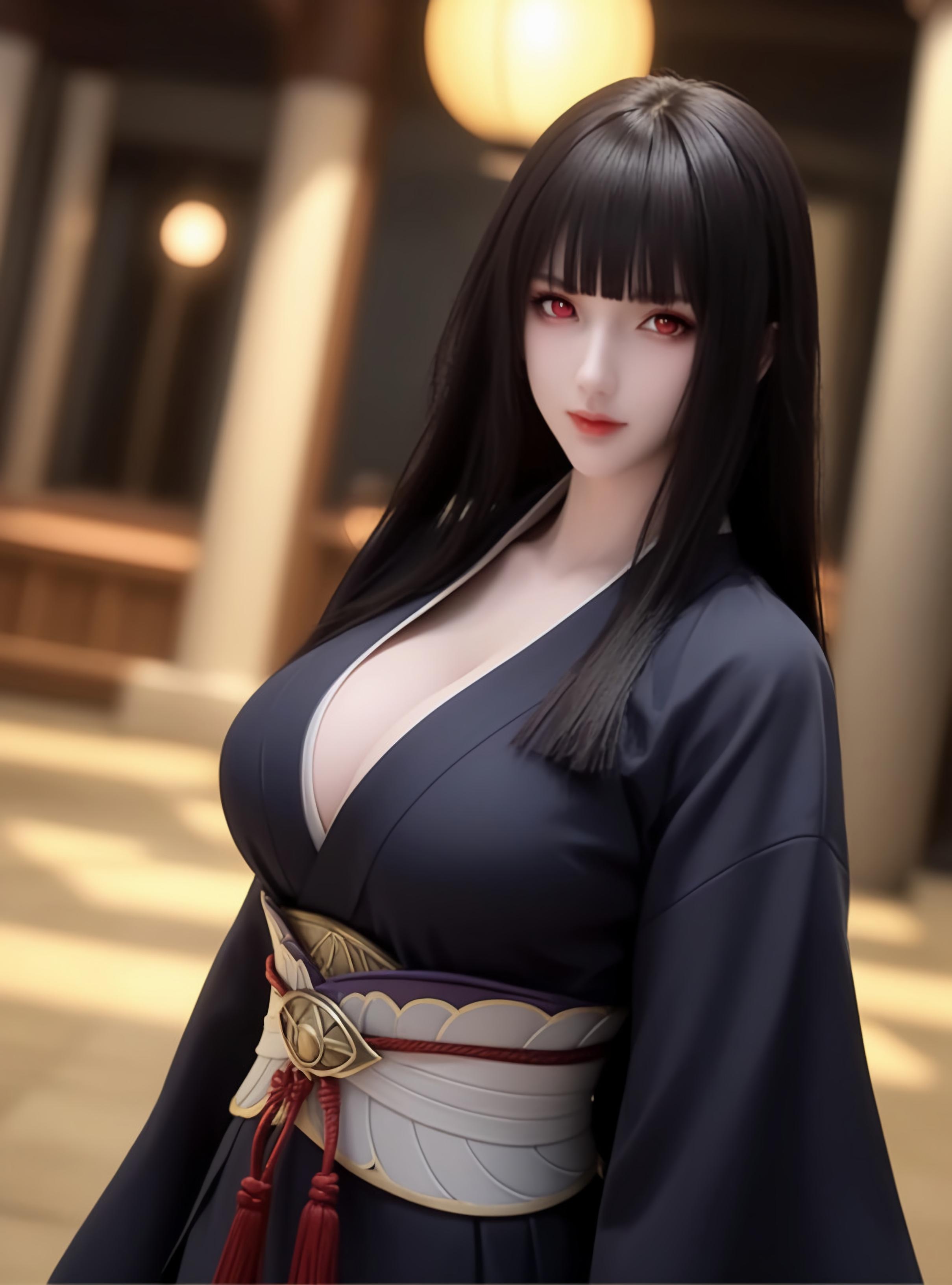 AI生成動漫女孩 - Glass：黑色短髮巨乳多角色 學生護士女僕兔郎體操服皮衣透明裸圍裙 開檔誘惑 83P