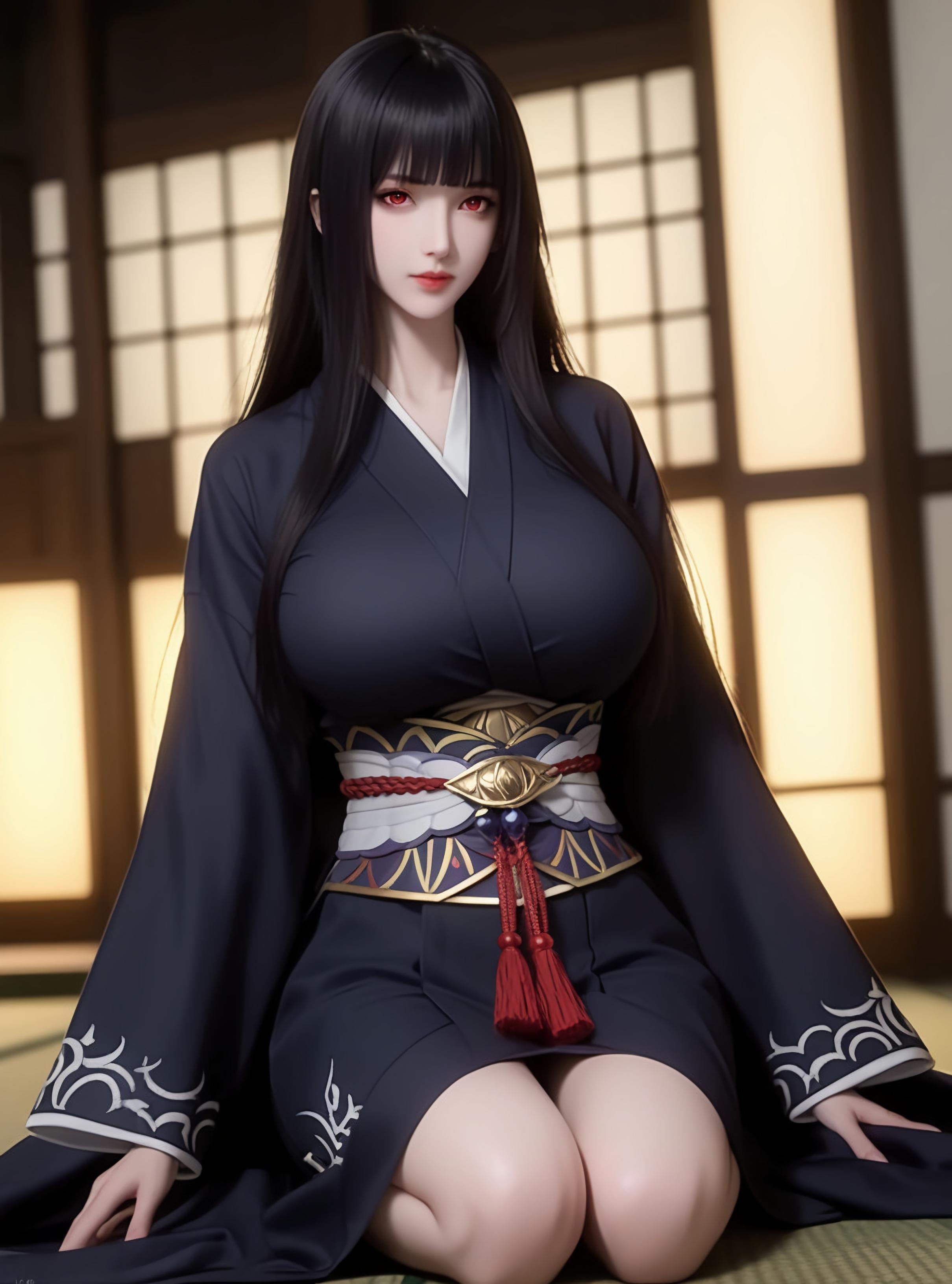 AI生成動漫女孩 - Glass：黑色短髮巨乳多角色 學生護士女僕兔郎體操服皮衣透明裸圍裙 開檔誘惑 83P