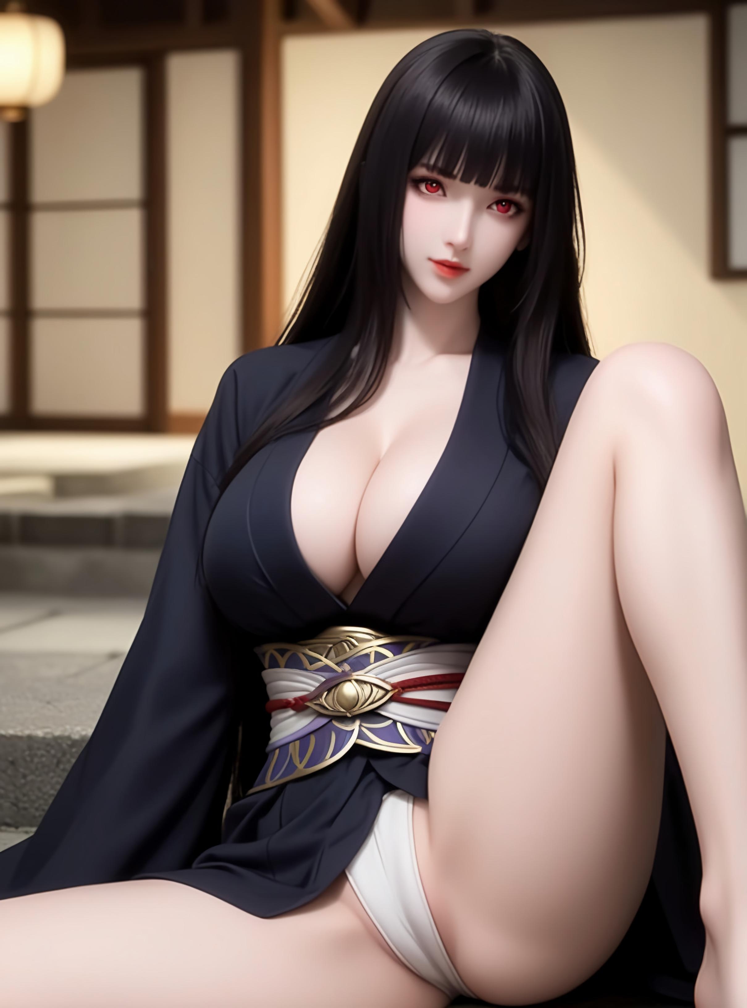 AI生成動漫女孩 - Glass：黑色短髮巨乳多角色 學生護士女僕兔郎體操服皮衣透明裸圍裙 開檔誘惑 83P