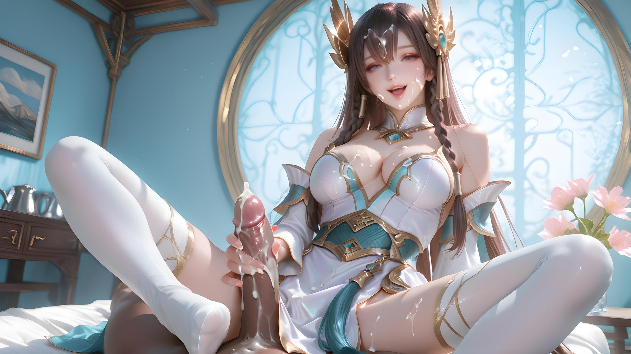 「AI生成アニメ少女 - Irelia：白髪青眼の巨乳キャラクター 学生・ナース・メイド・ウサギ・体操服・レザー・透明エプロン ヒーローズ・オブ・レジェンドの誘惑 143P」