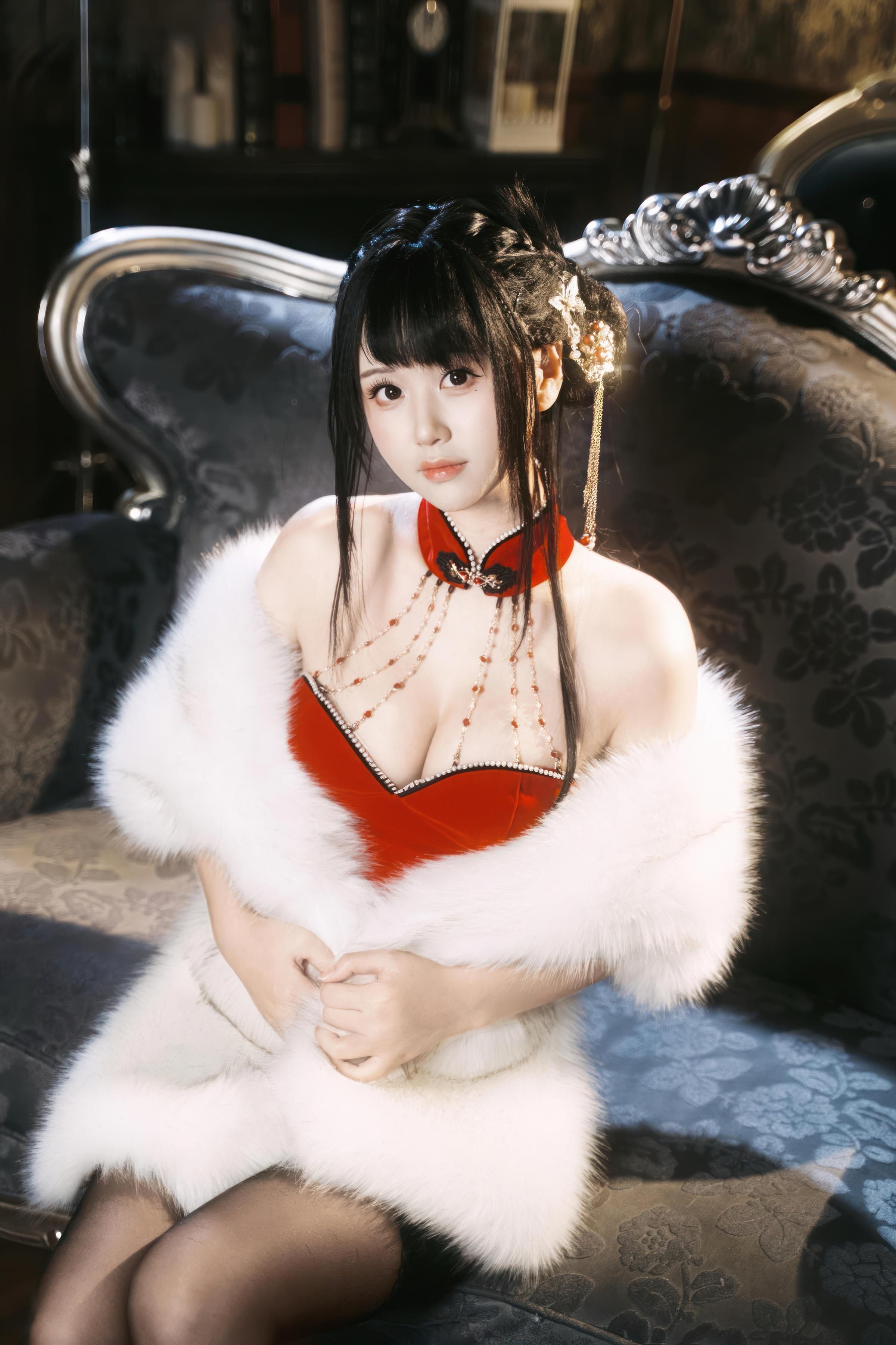 cosplay] 萌芽儿o0 - 朱砂痣：真人寫實性感主題演繹 朱砂點綴妝容與情緒氛圍 黑絲造型勾勒曲線 美乳線條與成熟魅惑並存 近景私房寫真 26P