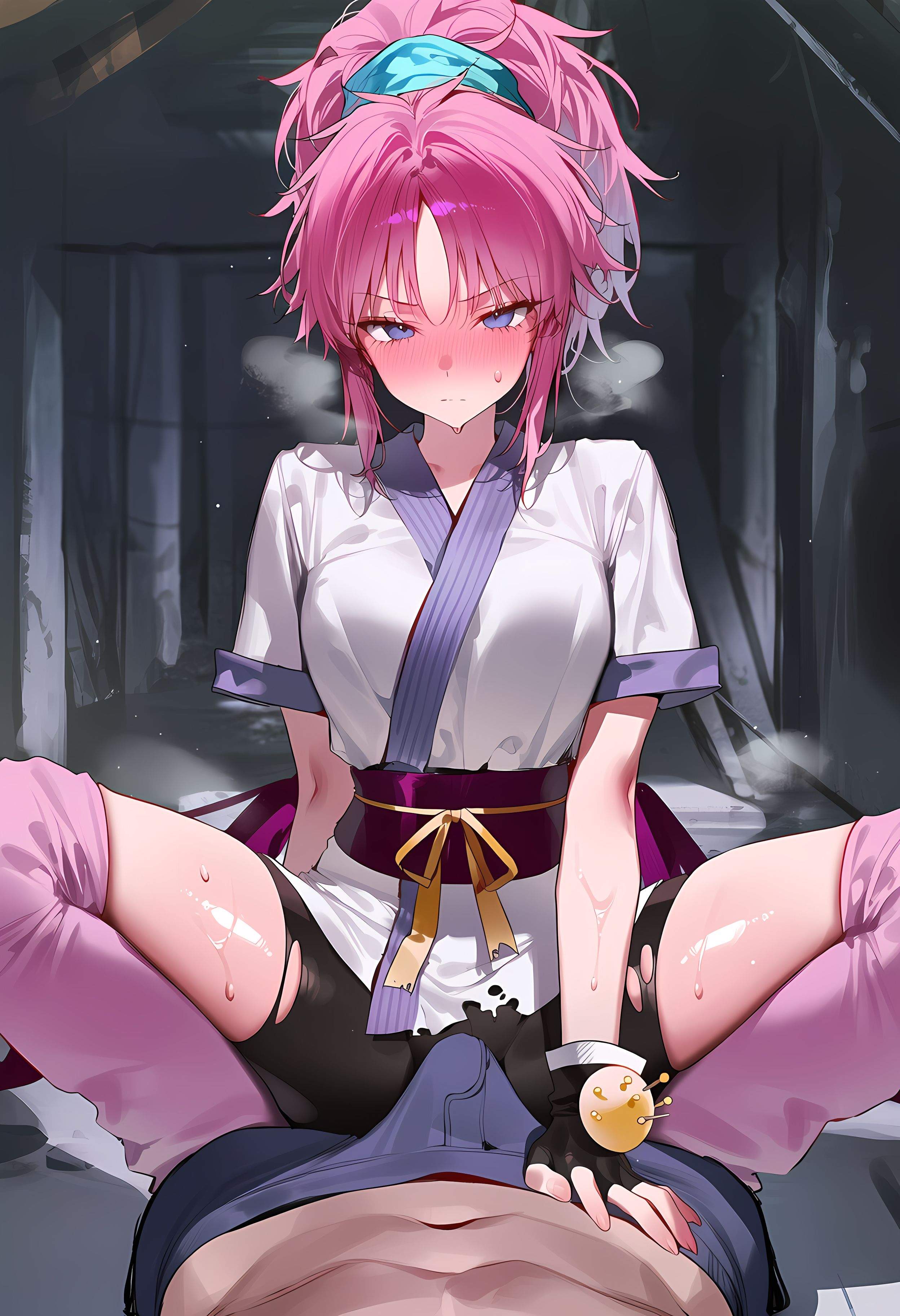 AI สร้างสาวอนิเมะ - 玛奇·柯明：猎人×猎人紫ผมเสน่ห์สาวในชุดเปิดไหล่ 368P