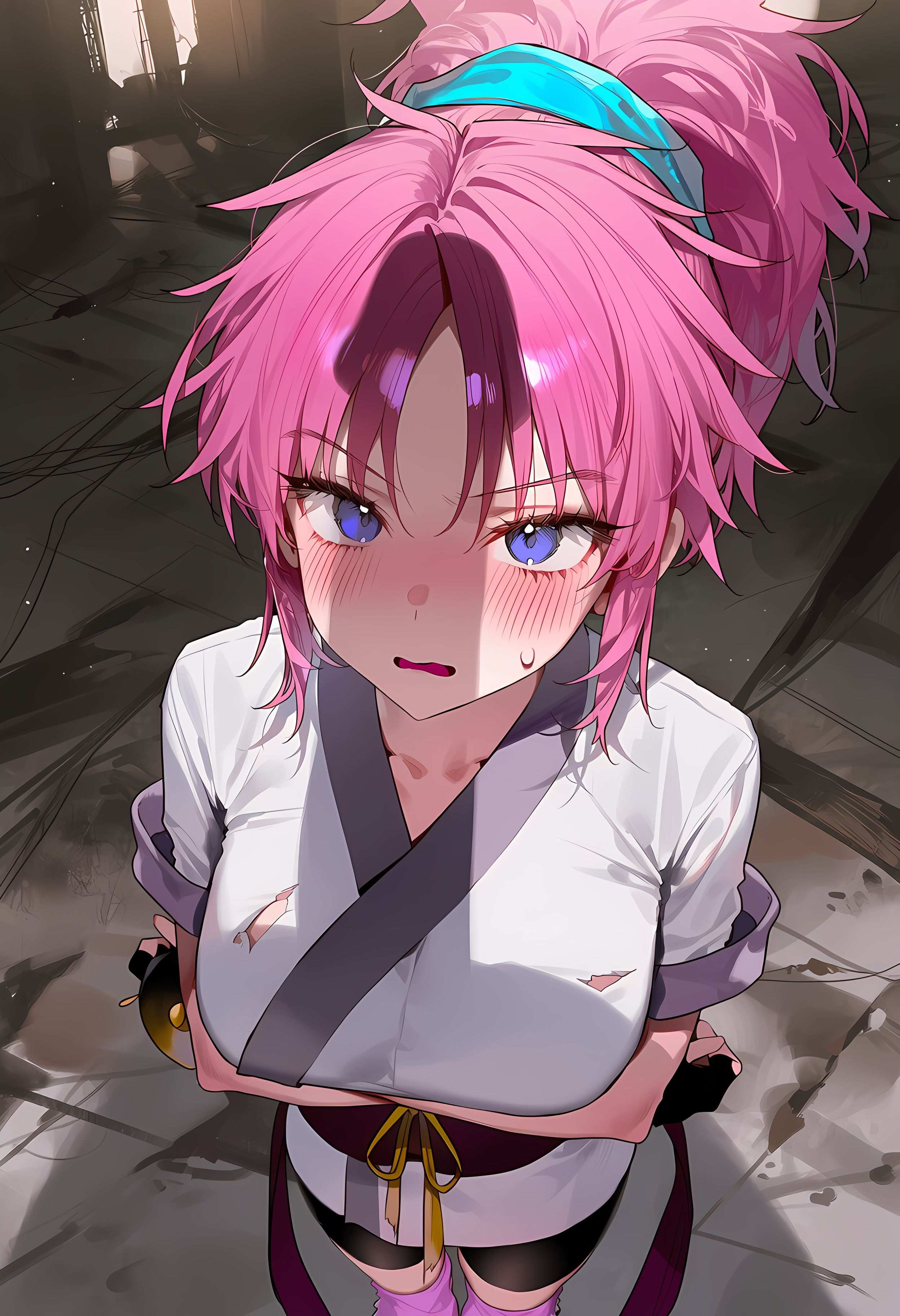 AI สร้างสาวอนิเมะ - 玛奇·柯明：猎人×猎人紫ผมเสน่ห์สาวในชุดเปิดไหล่ 368P