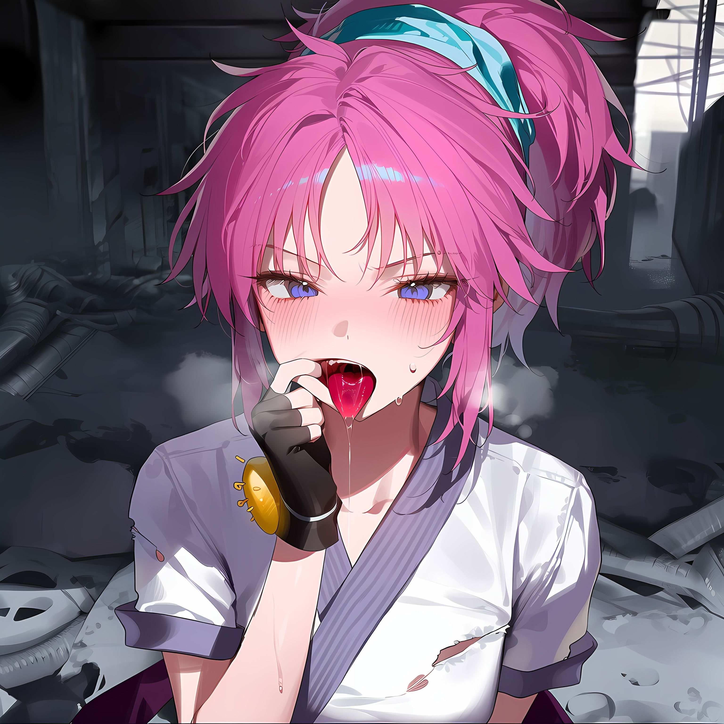 AI Generated Anime Girl - 玛奇·柯明：猎人×猎人紫发魅惑少女 低胸装诱惑撩人姿势 368P