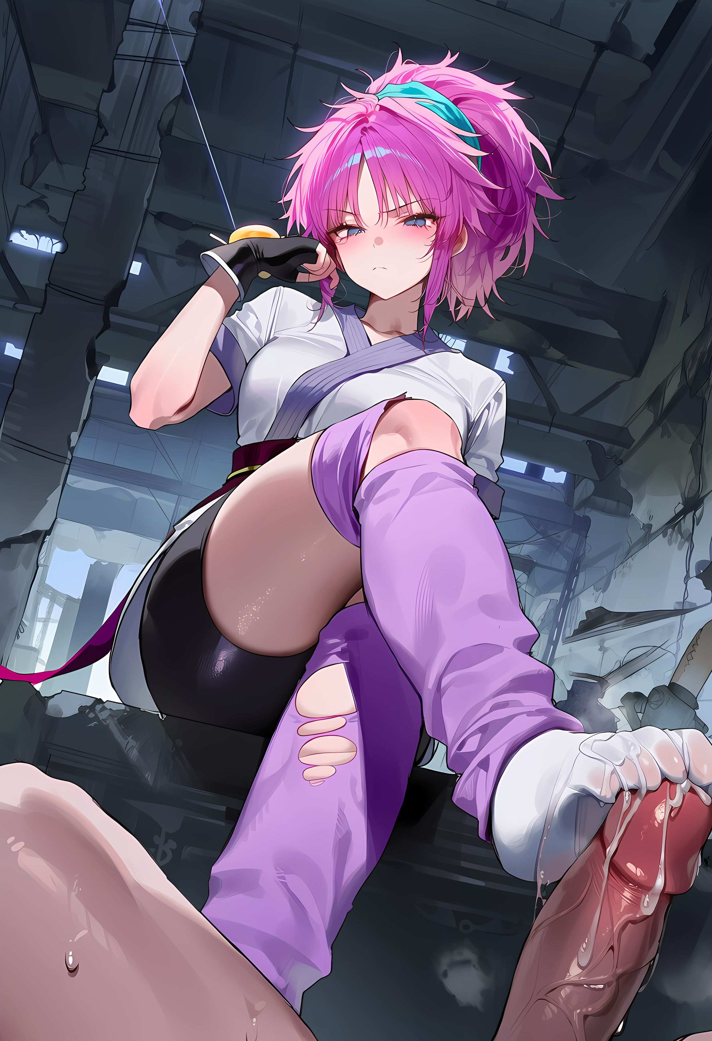AI Generated Anime Girl - 玛奇·柯明：猎人×猎人紫发魅惑少女 低胸装诱惑撩人姿势 368P
