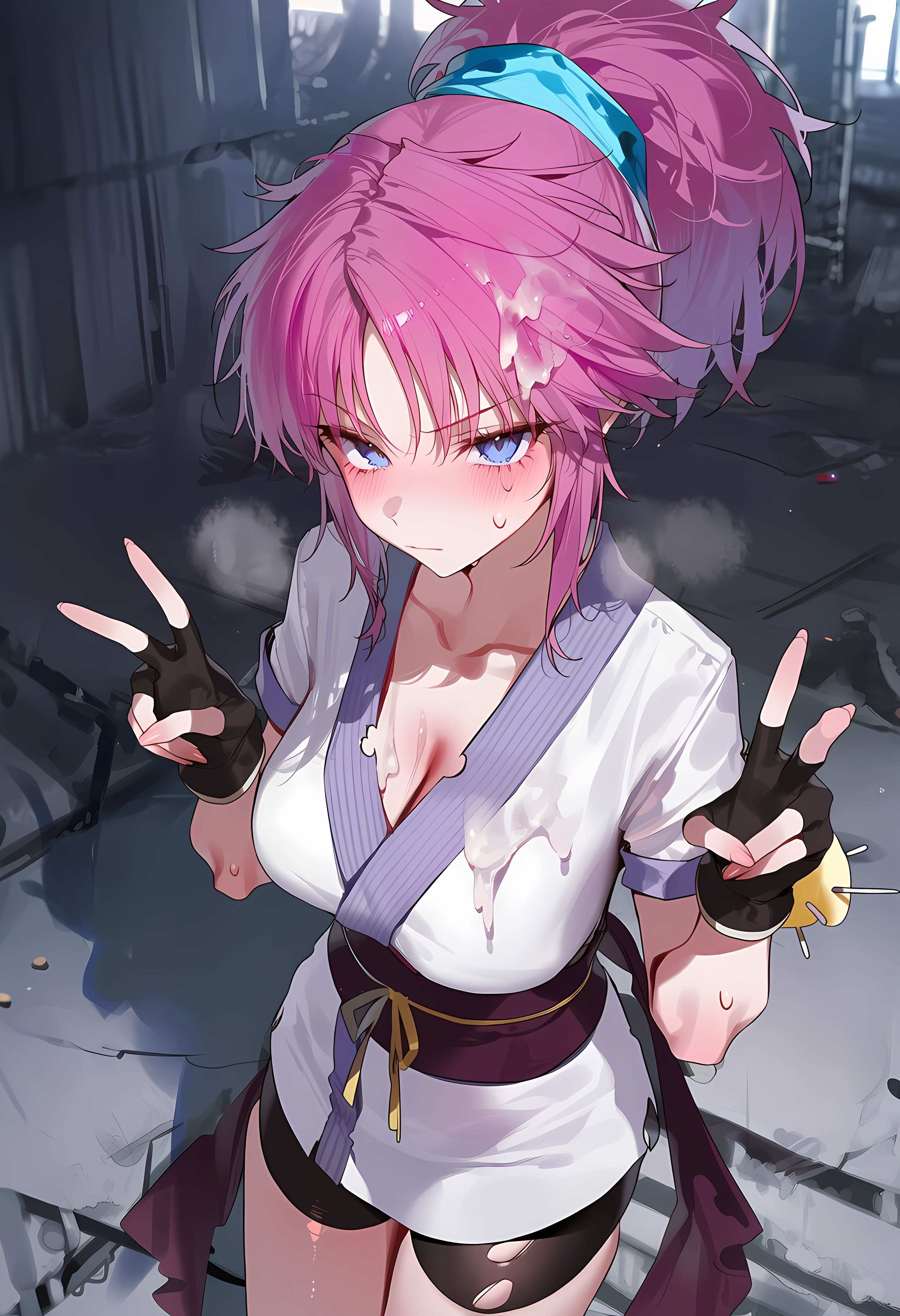 Cô Gái Anime Tạo Ra Bằng AI - 玛奇·柯明: Hunter × Hunter Tóc Tím Quyến Rũ Trong Trang Phục Hở Ngực 368P