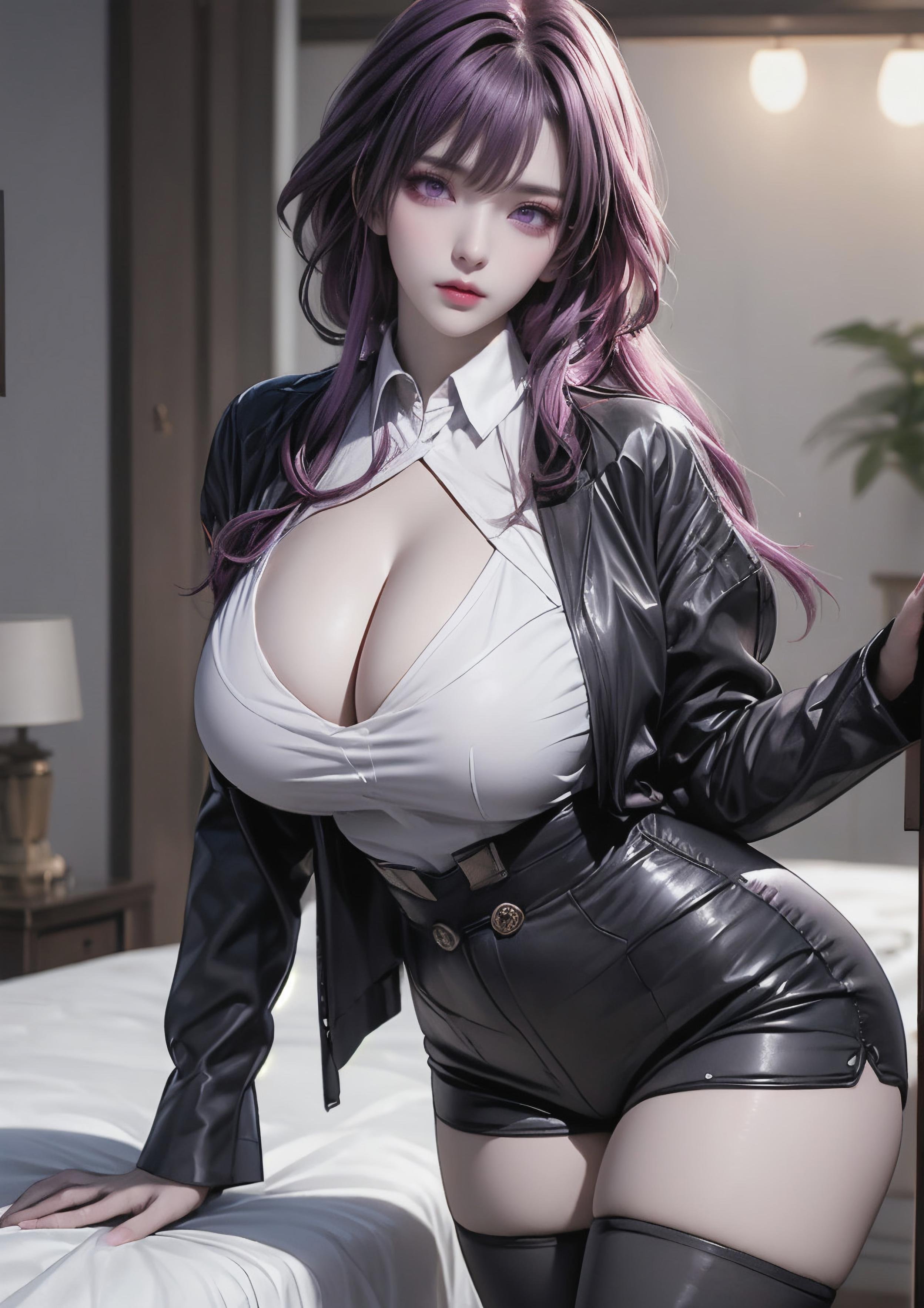 Cô Gái Anime Tạo Ra Bằng AI - 卡芙卡：星穹铁道 Trắng Tóc Nữ Thần Với Đường Cong Hoàn Hảo Và Làn Da Trắng Mịn 72P