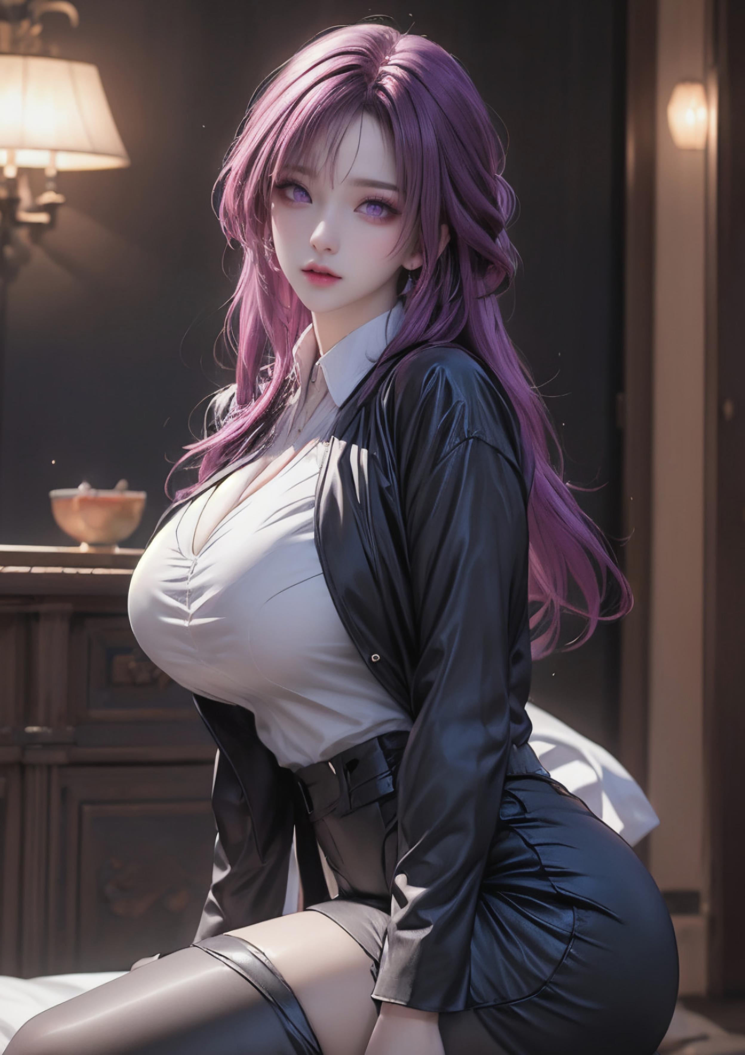 Cô Gái Anime Tạo Ra Bằng AI - 卡芙卡：星穹铁道 Trắng Tóc Nữ Thần Với Đường Cong Hoàn Hảo Và Làn Da Trắng Mịn 72P