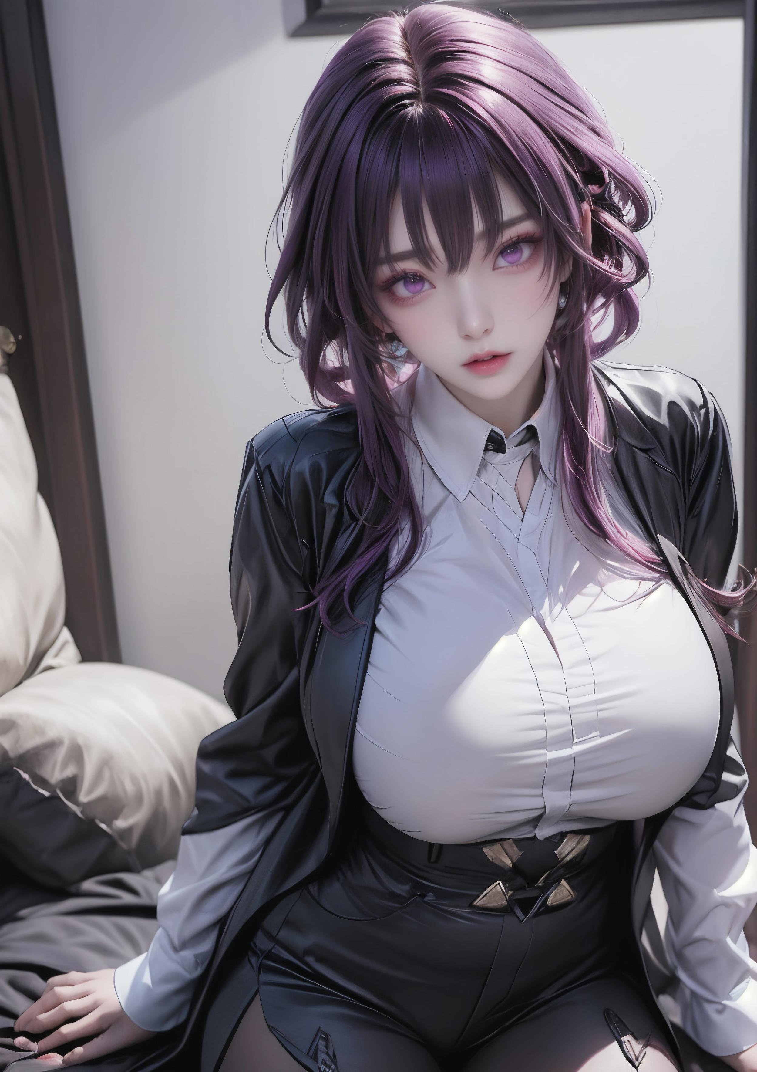 Cô Gái Anime Tạo Ra Bằng AI - 卡芙卡：星穹铁道 Trắng Tóc Nữ Thần Với Đường Cong Hoàn Hảo Và Làn Da Trắng Mịn 72P