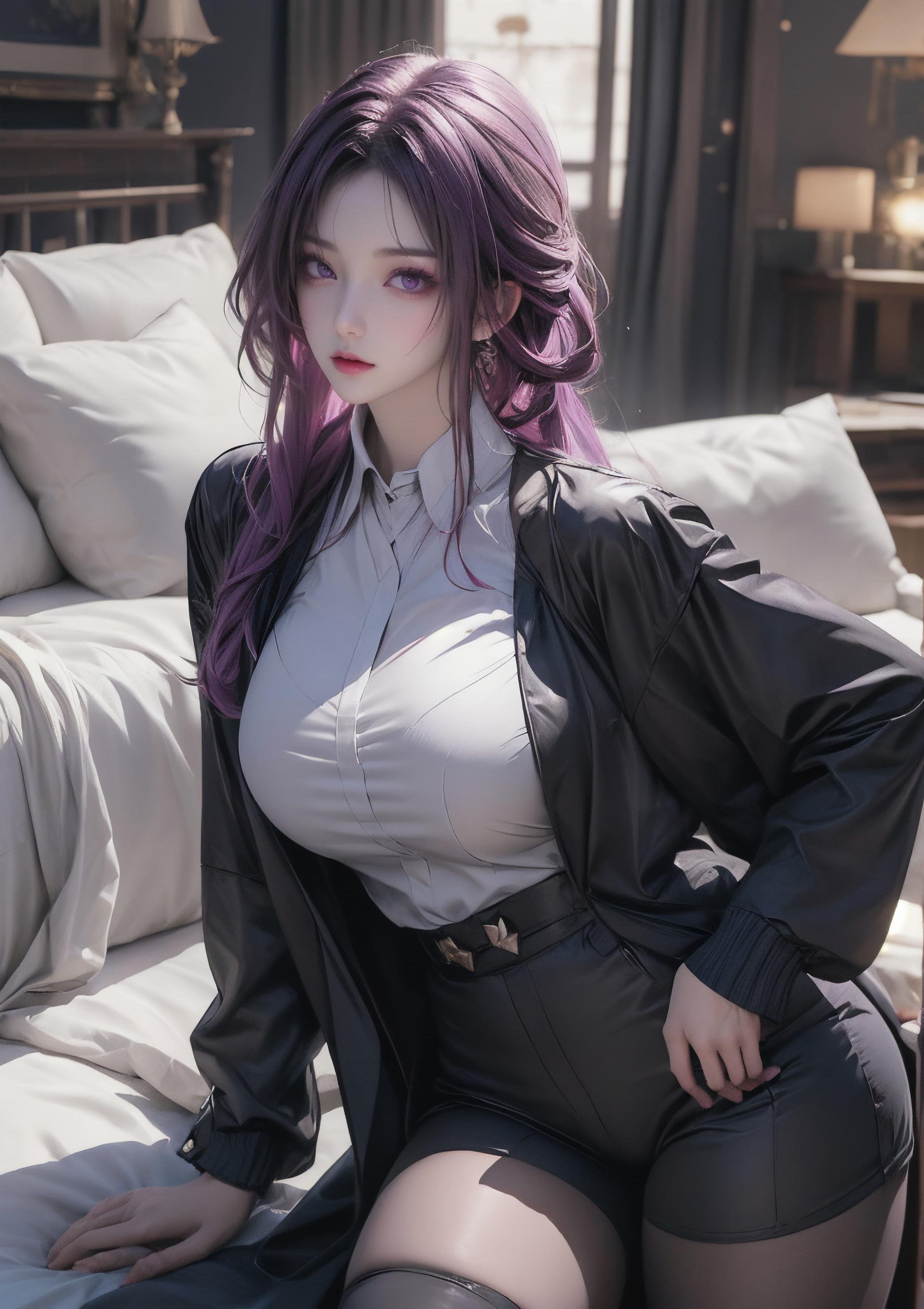 Cô Gái Anime Tạo Ra Bằng AI - 卡芙卡：星穹铁道 Trắng Tóc Nữ Thần Với Đường Cong Hoàn Hảo Và Làn Da Trắng Mịn 72P