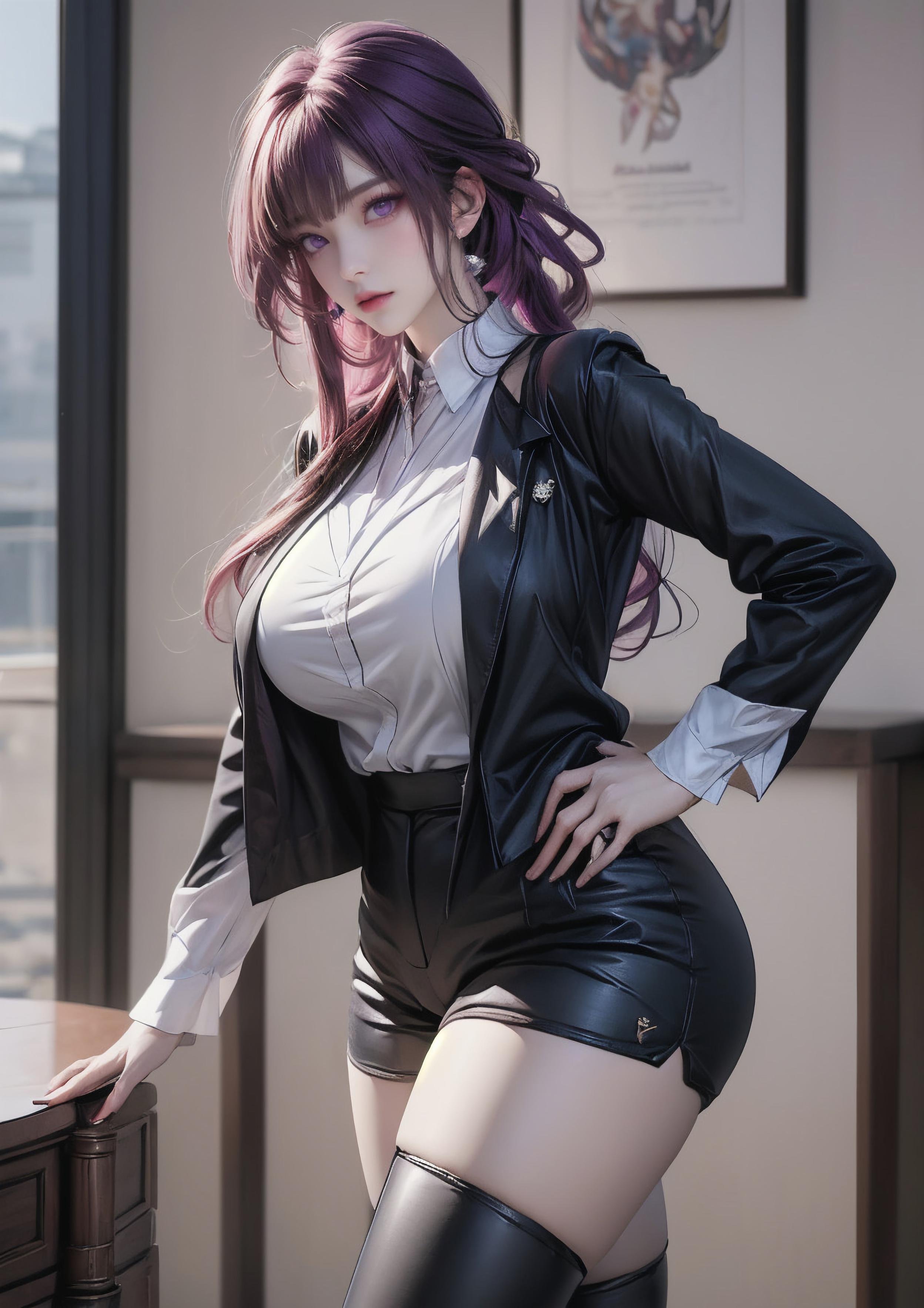 Cô Gái Anime Tạo Ra Bằng AI - 卡芙卡：星穹铁道 Trắng Tóc Nữ Thần Với Đường Cong Hoàn Hảo Và Làn Da Trắng Mịn 72P