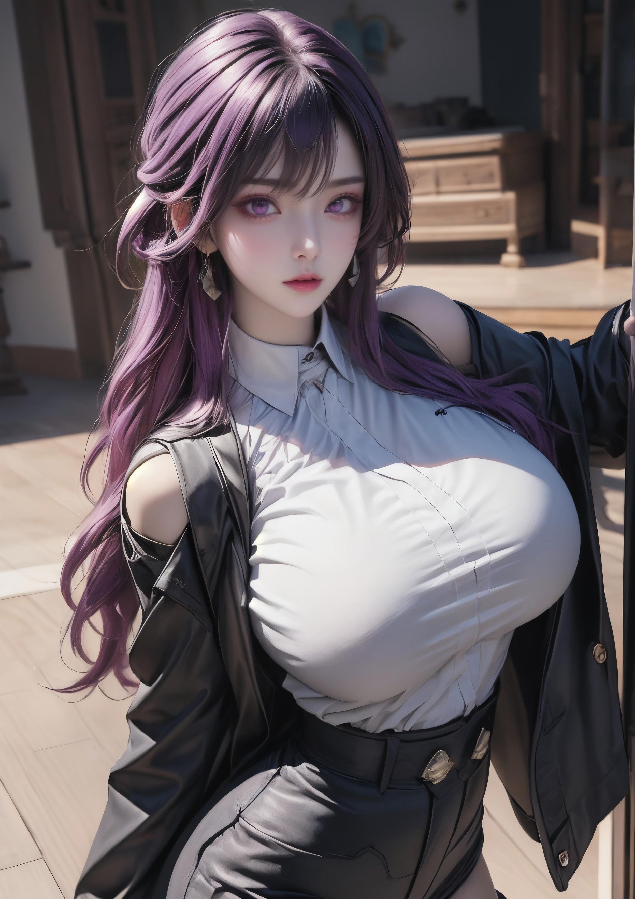 Cô Gái Anime Tạo Ra Bằng AI - 卡芙卡：星穹铁道 Trắng Tóc Nữ Thần Với Đường Cong Hoàn Hảo Và Làn Da Trắng Mịn 72P