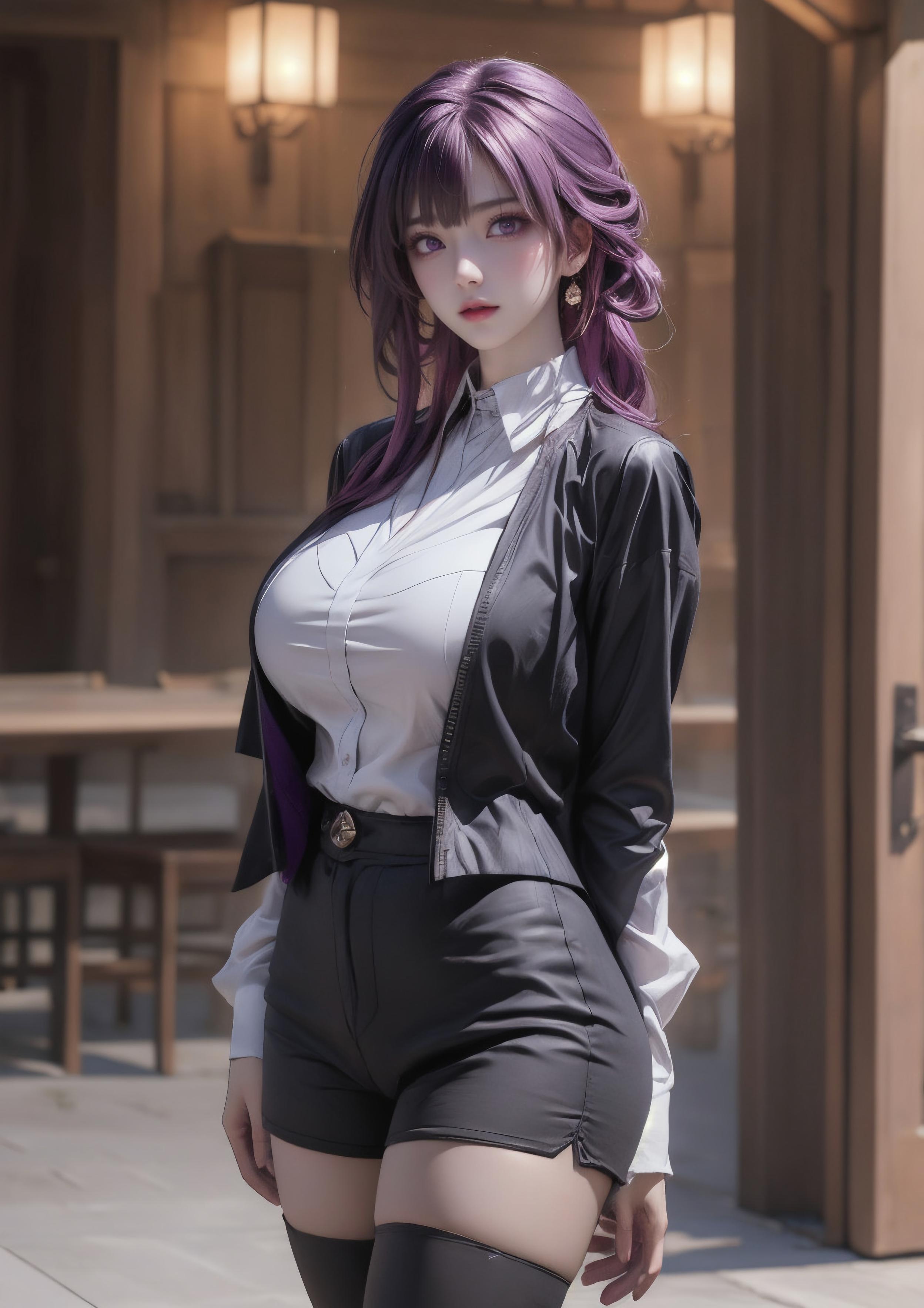 Cô Gái Anime Tạo Ra Bằng AI - 卡芙卡：星穹铁道 Trắng Tóc Nữ Thần Với Đường Cong Hoàn Hảo Và Làn Da Trắng Mịn 72P