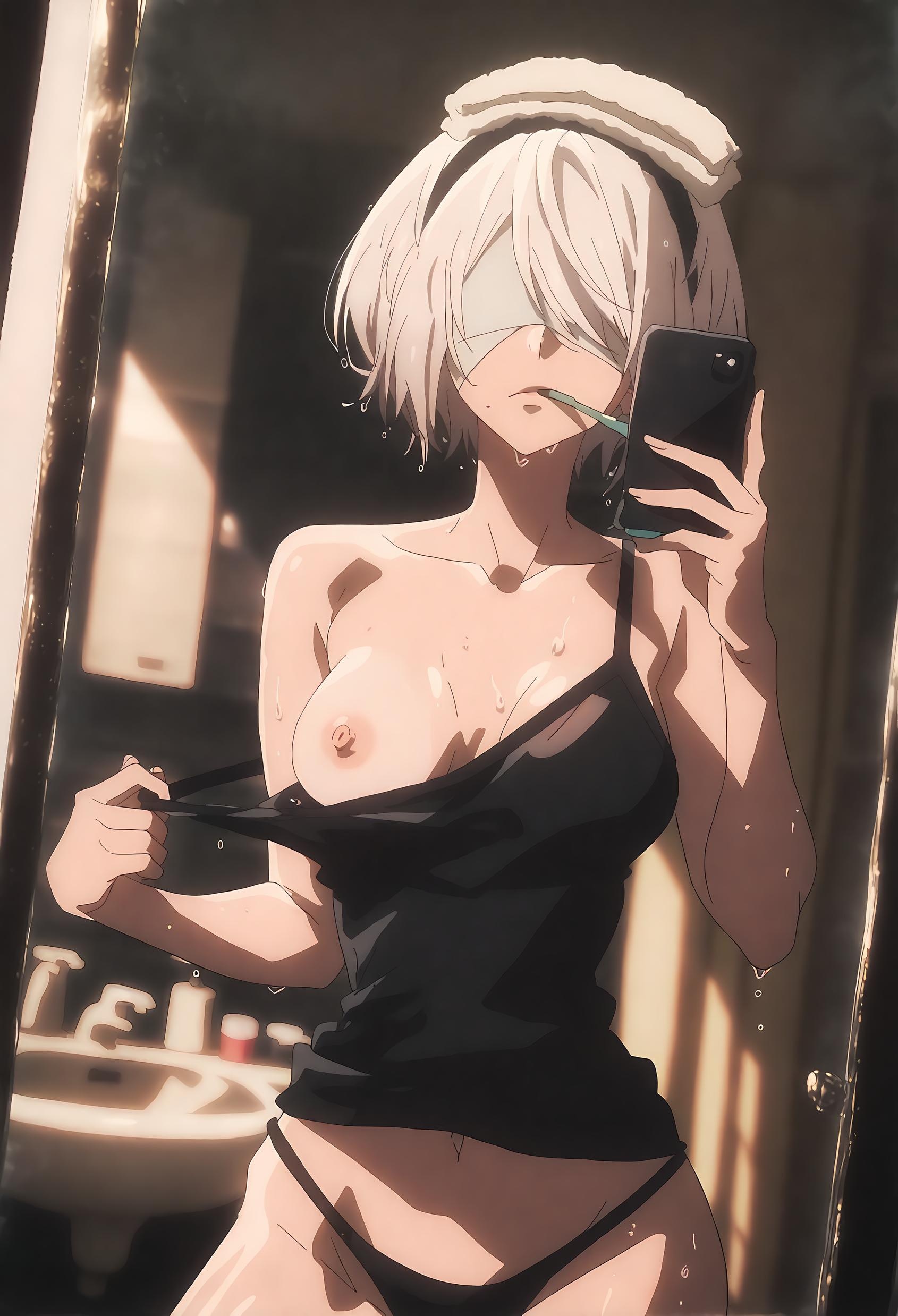 AI生成アニメ少女 - 尤尔哈2B：ニーアオートマタ白虎少女の魅惑的なポーズ 72P