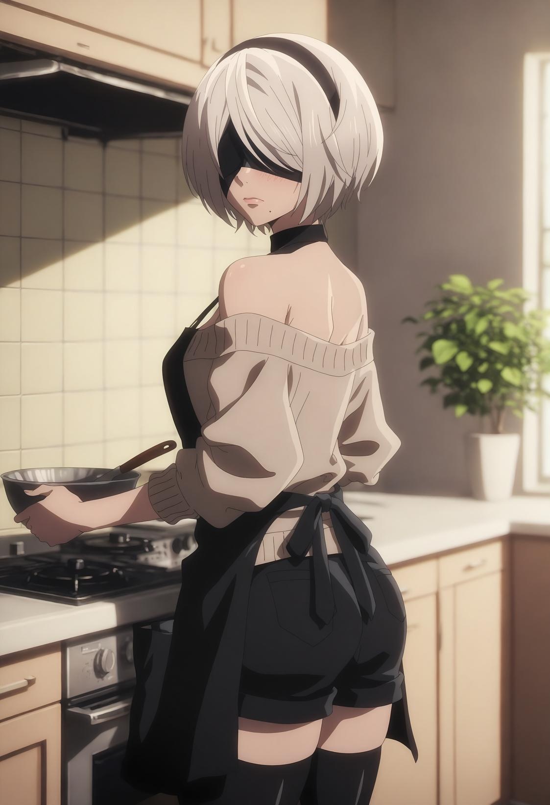 AI生成アニメ少女 - 尤尔哈2B：ニーアオートマタ白虎少女の魅惑的なポーズ 72P