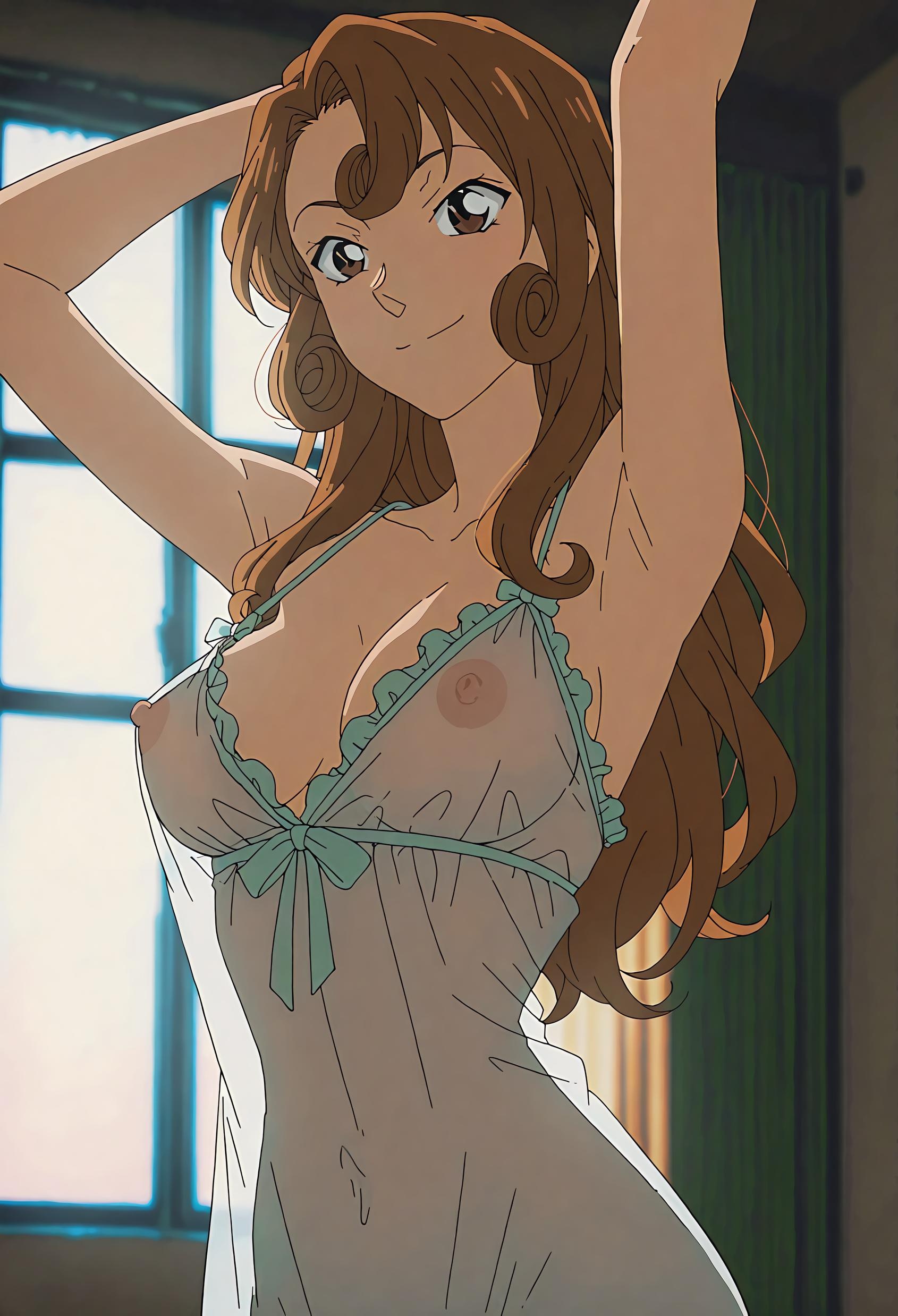 Cô Gái Anime Tạo Ra Bằng AI - 工藤有希子: Nữ Diễn Viên Thanh Lịch Trong Thám Tử Lừng Danh Conan, Da Trắng Mịn Với Đường Cong Hoàn Hảo, Tư Thế Quyến Rũ 93P