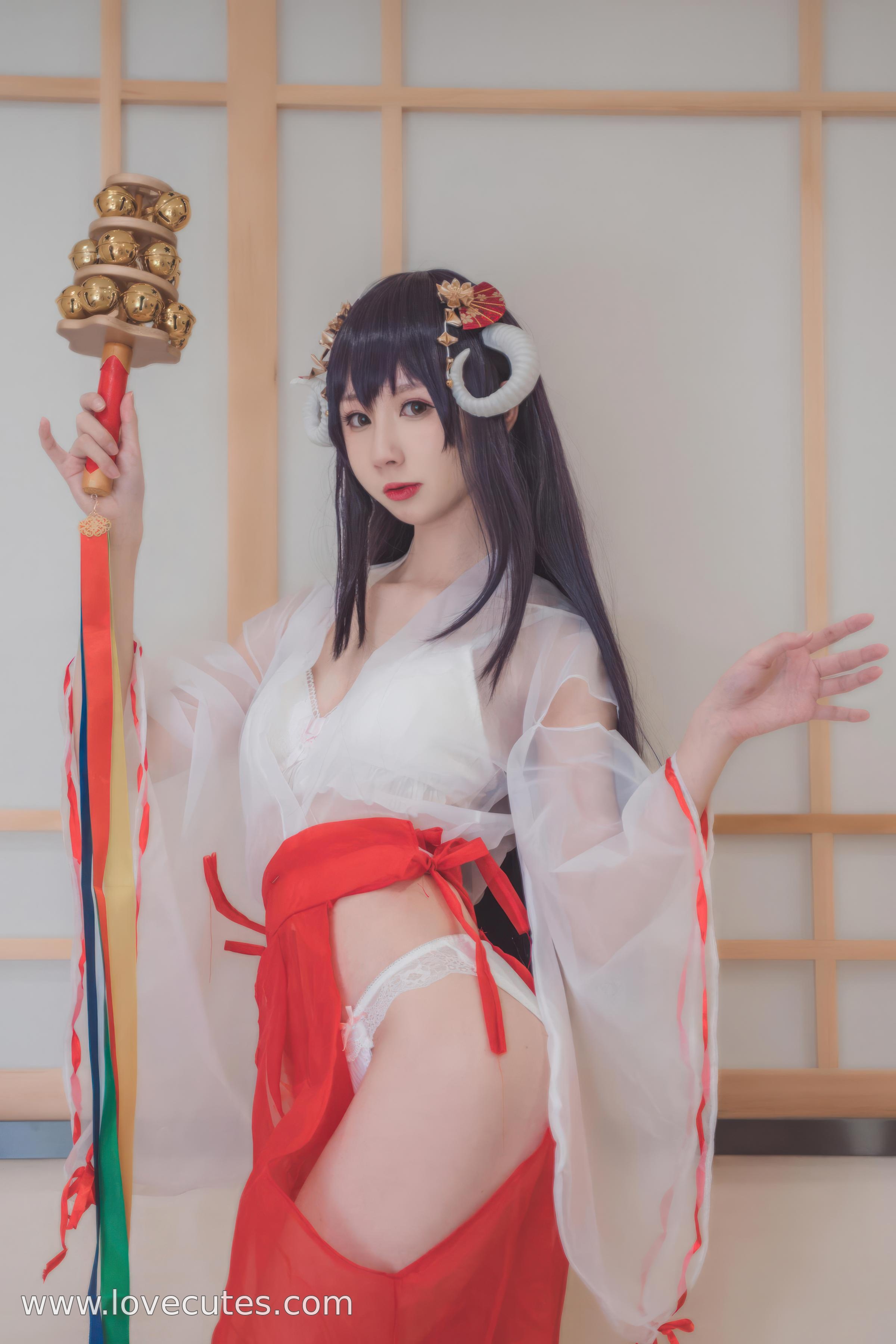 【コスプレ】西園寺南歌 - 透明巫女テーマCOS：軽やかな巫女装と透け感素材の融合で、和風神社スタイルに柔美と神秘を表現 30P