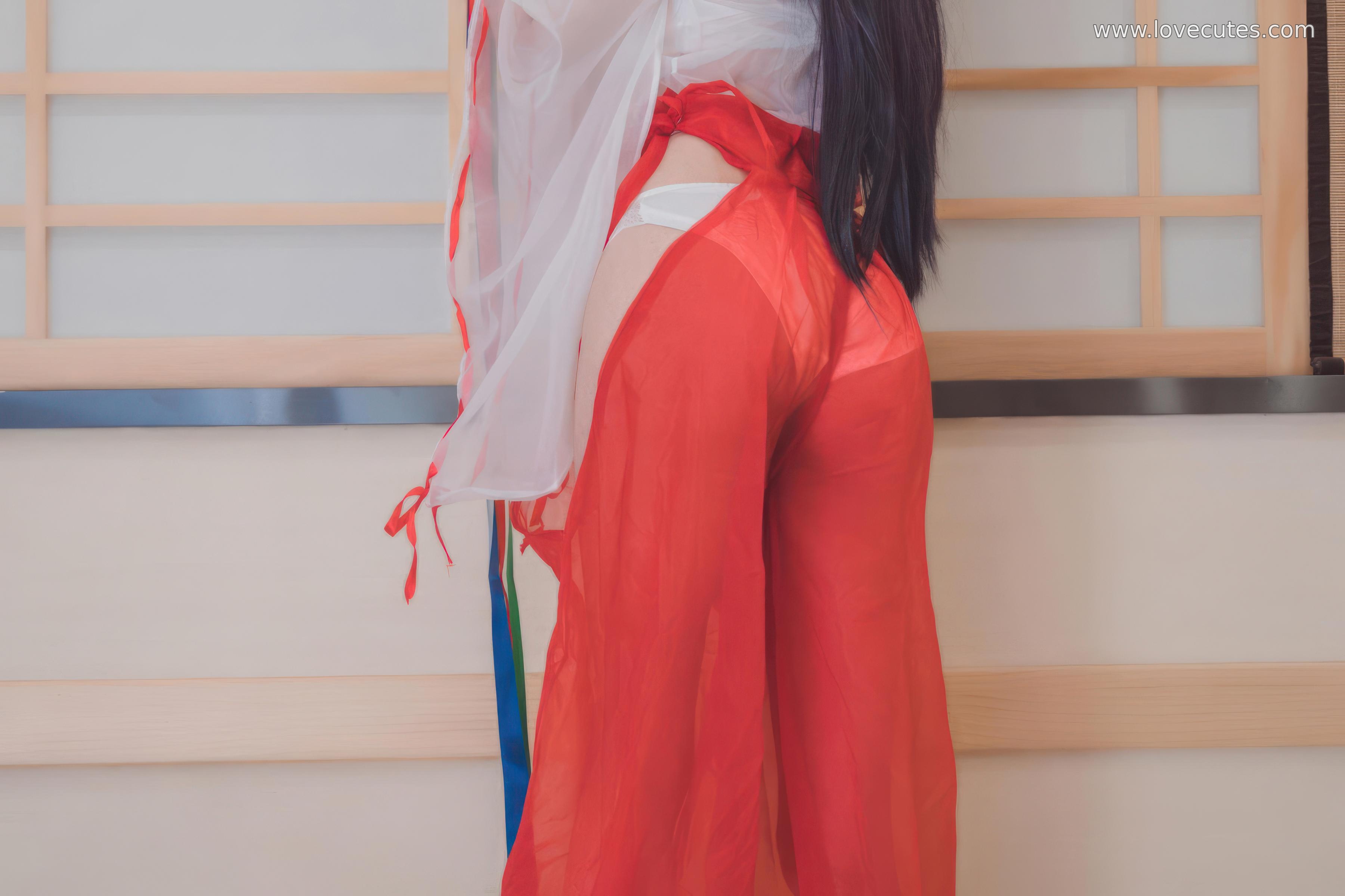 【コスプレ】西園寺南歌 - 透明巫女テーマCOS：軽やかな巫女装と透け感素材の融合で、和風神社スタイルに柔美と神秘を表現 30P