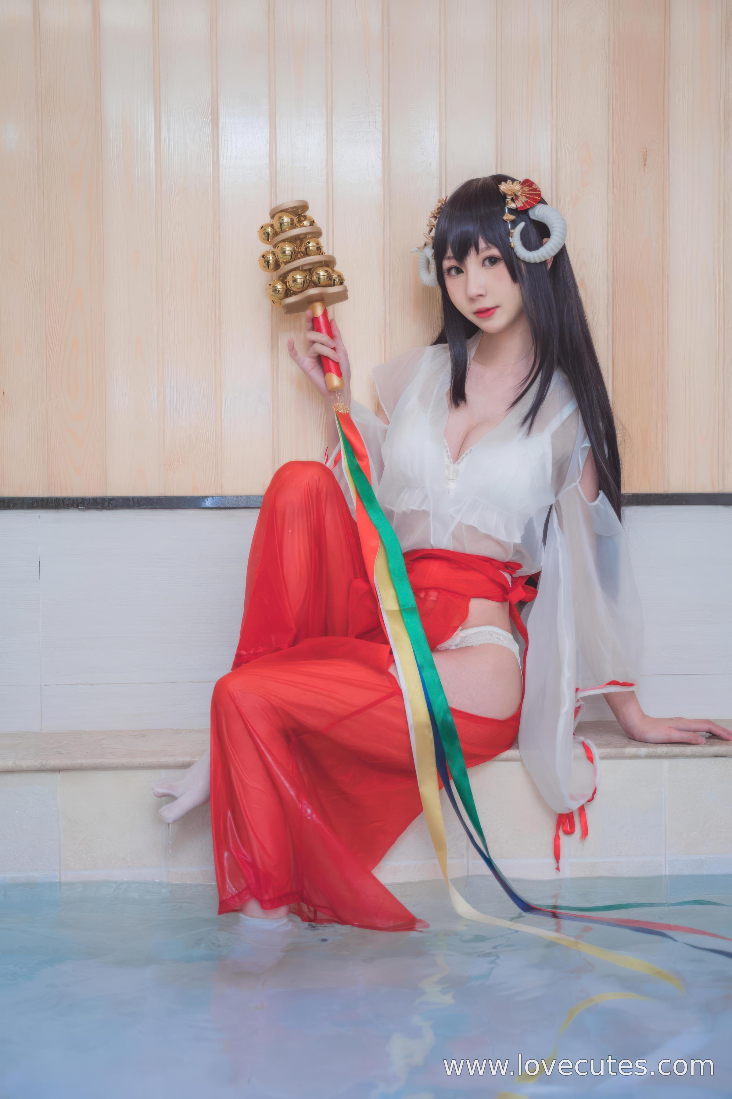 【コスプレ】西園寺南歌 - 透明巫女テーマCOS：軽やかな巫女装と透け感素材の融合で、和風神社スタイルに柔美と神秘を表現 30P