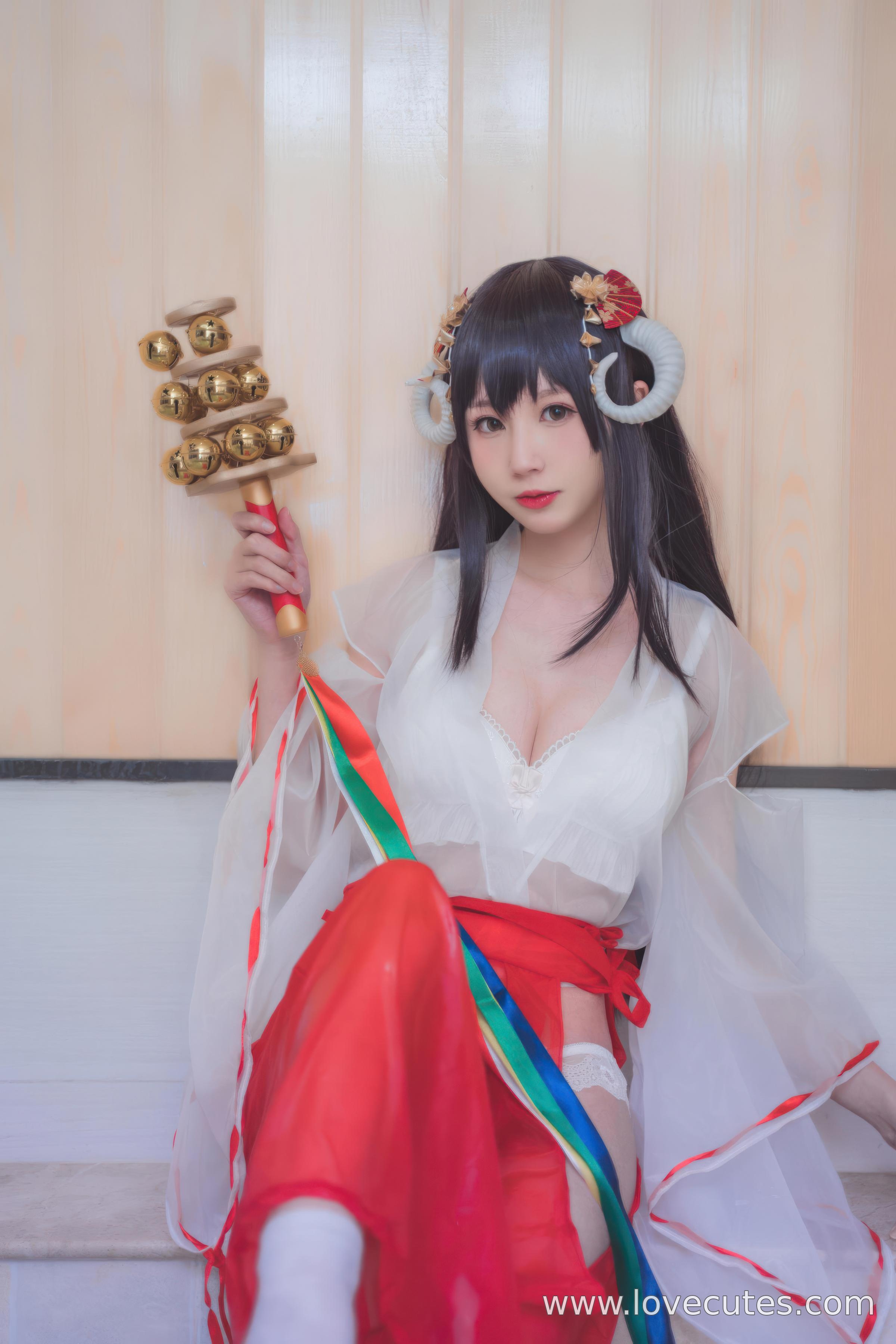 【コスプレ】西園寺南歌 - 透明巫女テーマCOS：軽やかな巫女装と透け感素材の融合で、和風神社スタイルに柔美と神秘を表現 30P