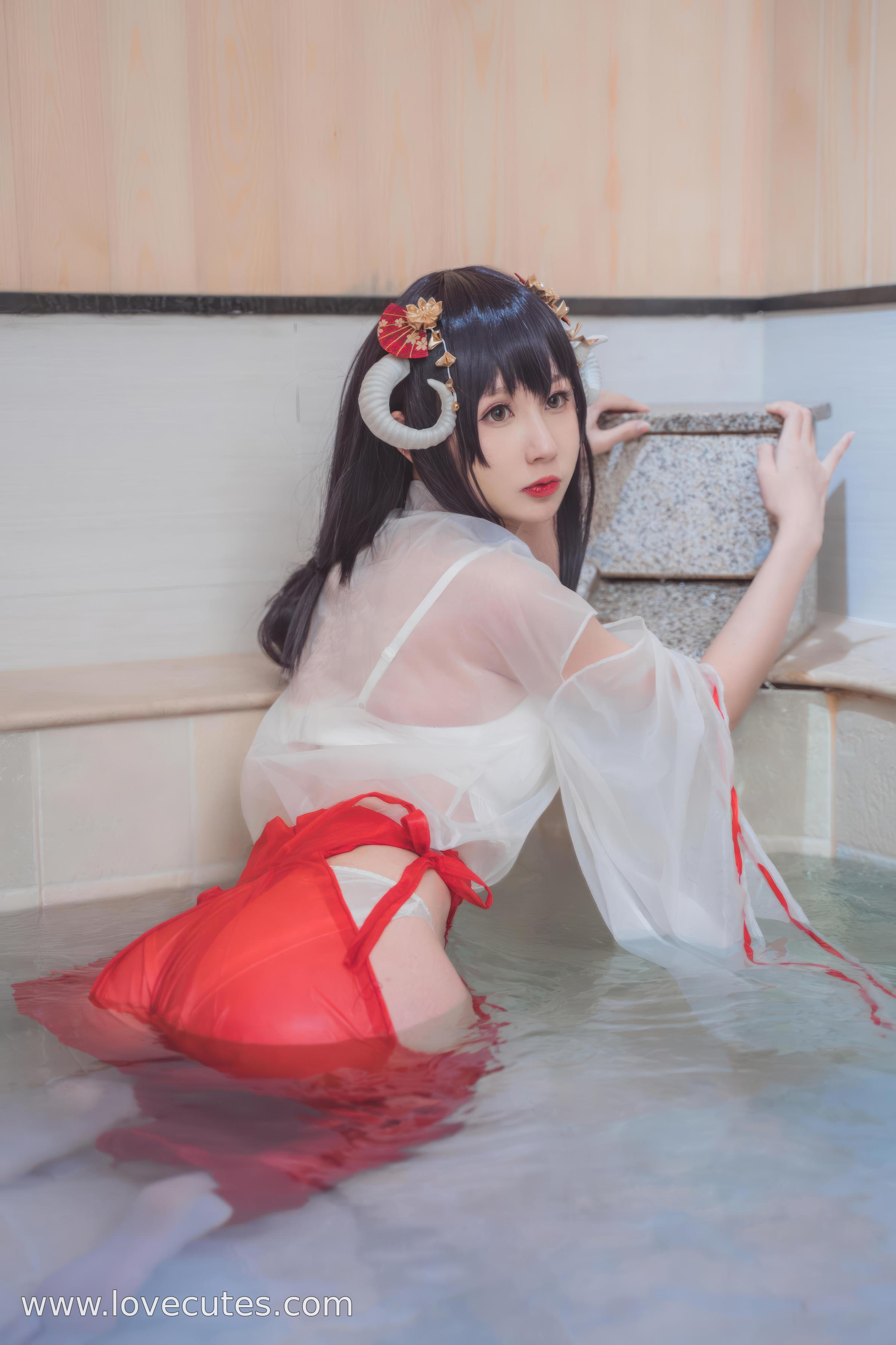 【コスプレ】西園寺南歌 - 透明巫女テーマCOS：軽やかな巫女装と透け感素材の融合で、和風神社スタイルに柔美と神秘を表現 30P