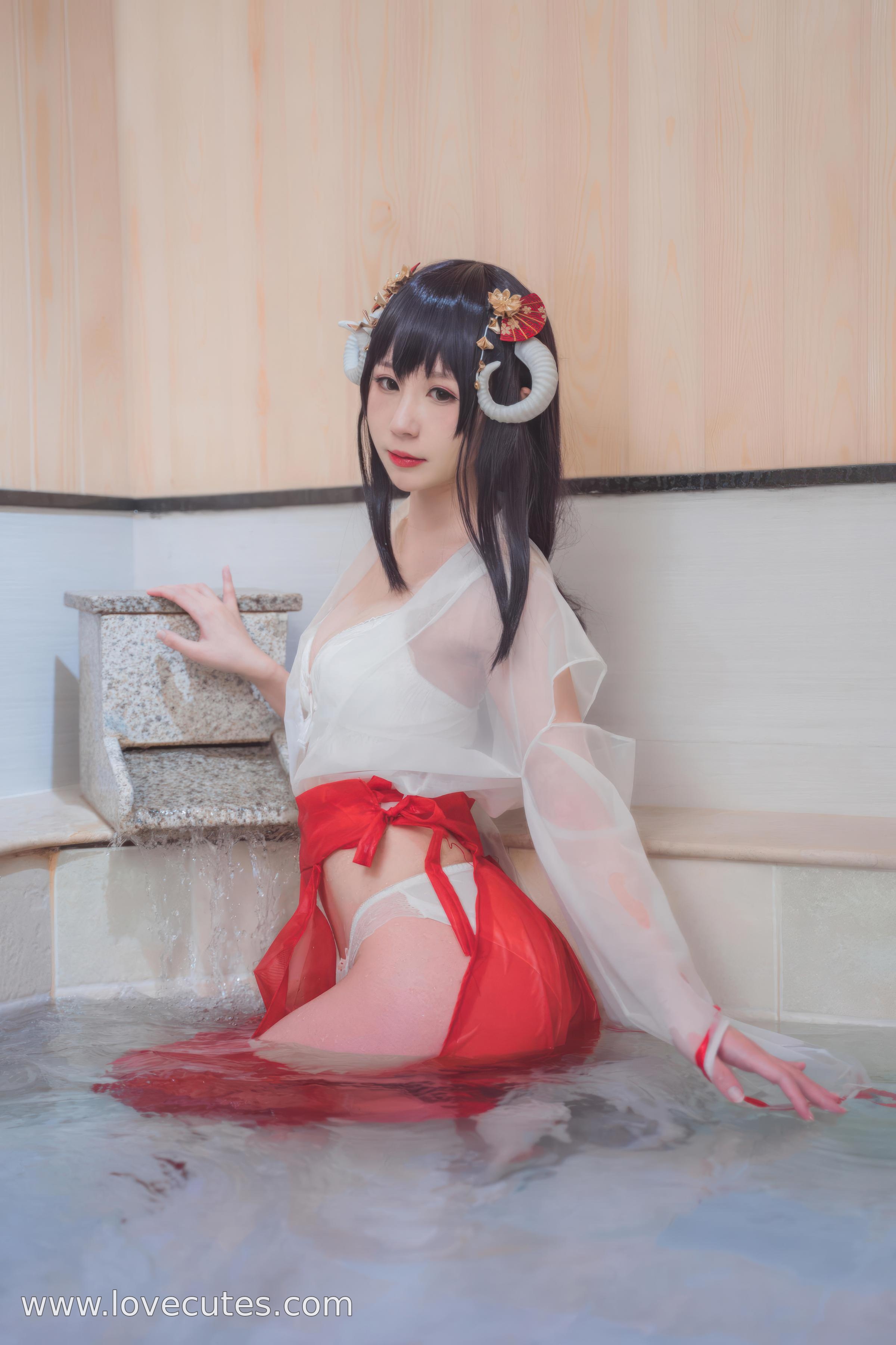 【コスプレ】西園寺南歌 - 透明巫女テーマCOS：軽やかな巫女装と透け感素材の融合で、和風神社スタイルに柔美と神秘を表現 30P