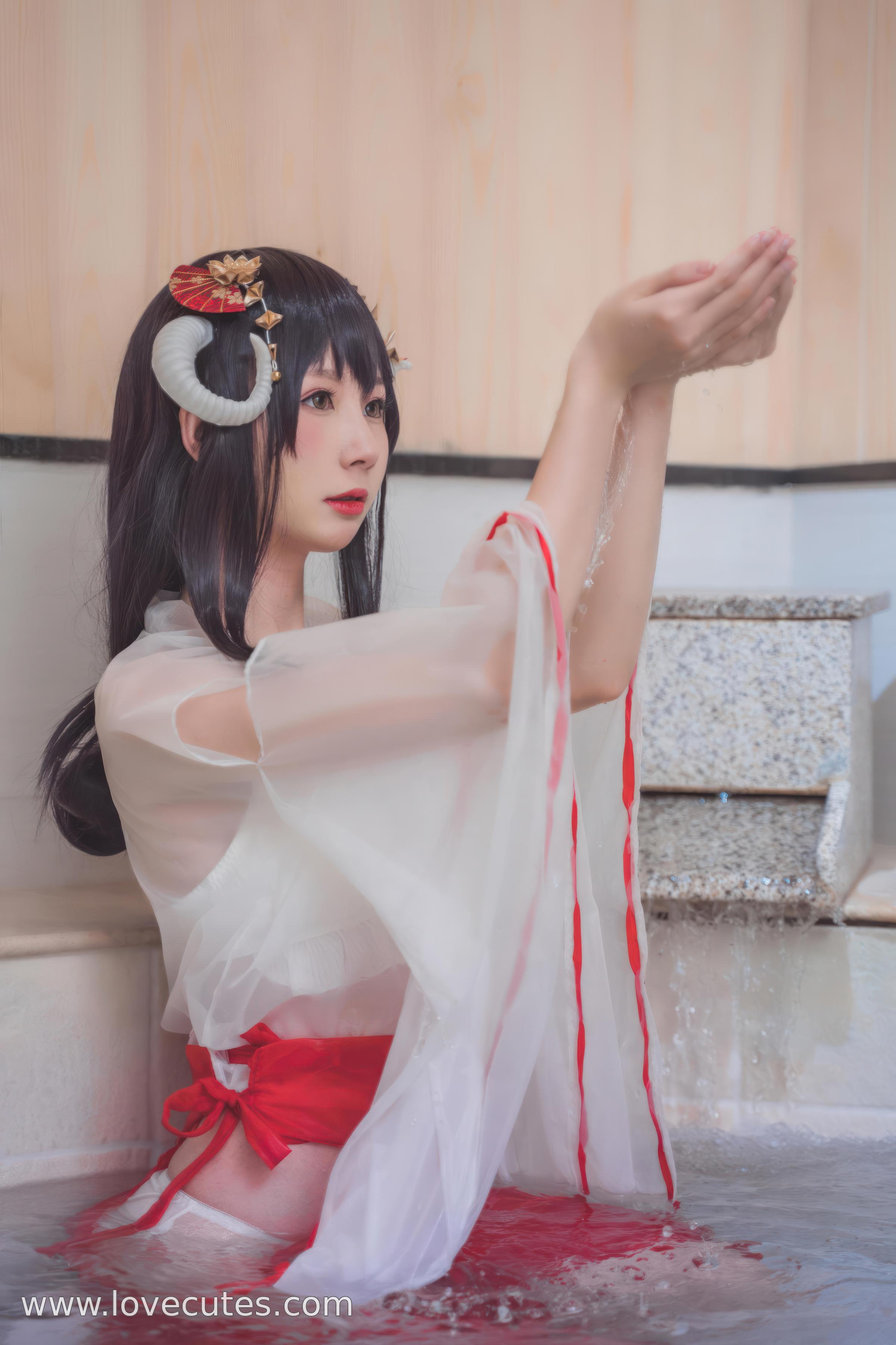 【コスプレ】西園寺南歌 - 透明巫女テーマCOS：軽やかな巫女装と透け感素材の融合で、和風神社スタイルに柔美と神秘を表現 30P