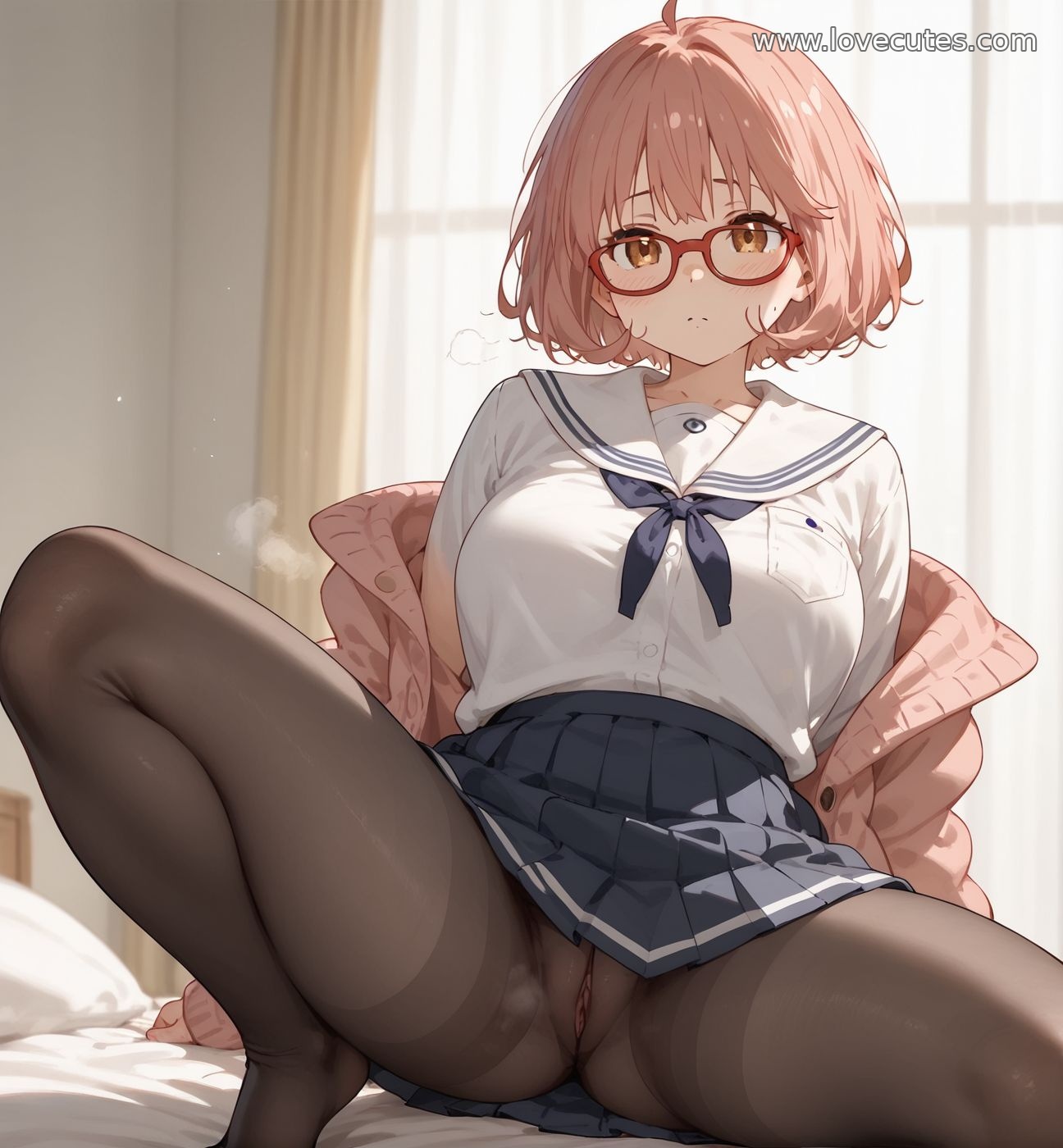AI Generated Anime Girl - Kuriyama Mirai: Blue-Haired Energetic Student in Captivating Poses Showcasing Youthful Vitality 150P