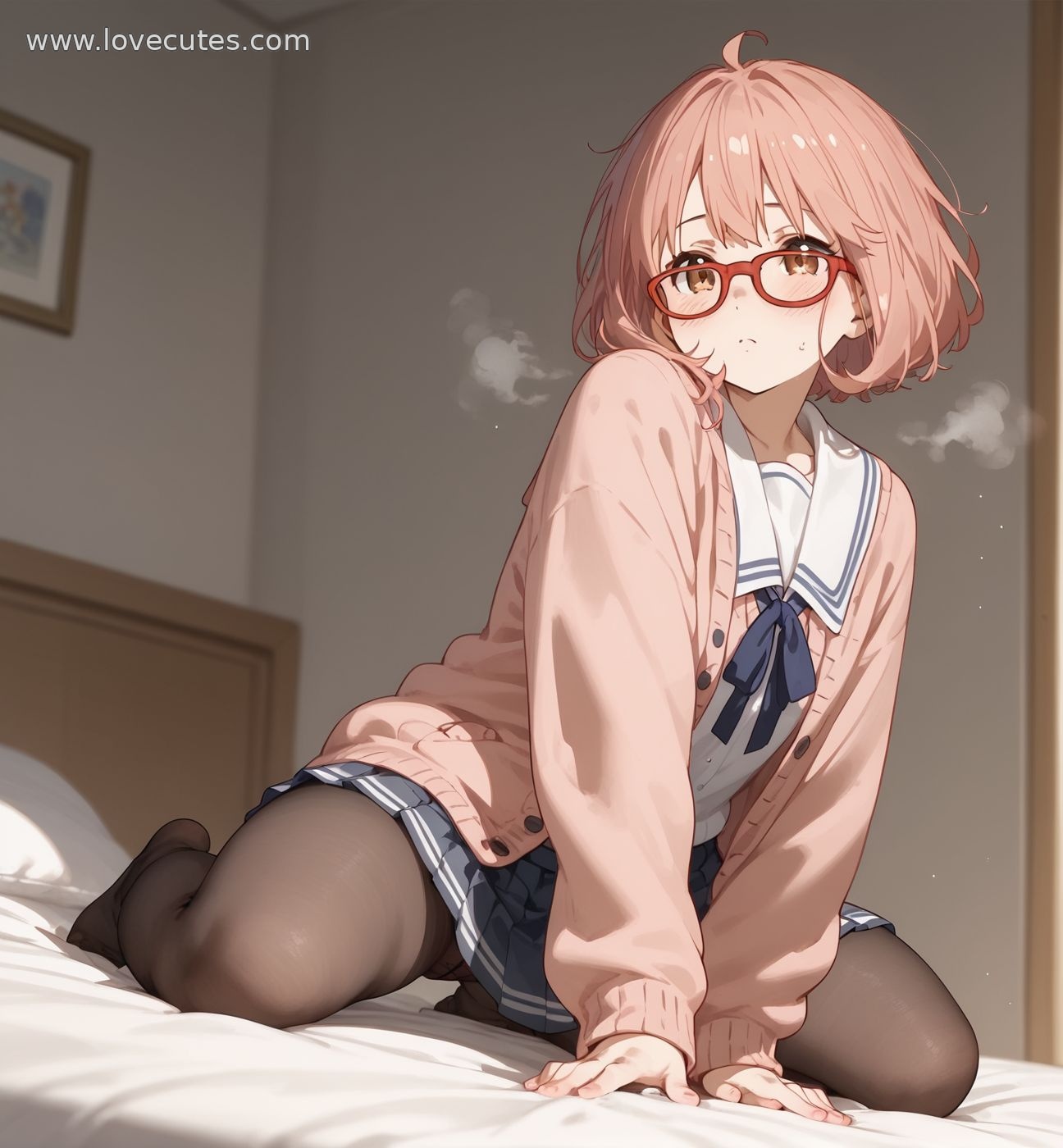 AI Generated Anime Girl - Kuriyama Mirai: Blue-Haired Energetic Student in Captivating Poses Showcasing Youthful Vitality 150P
