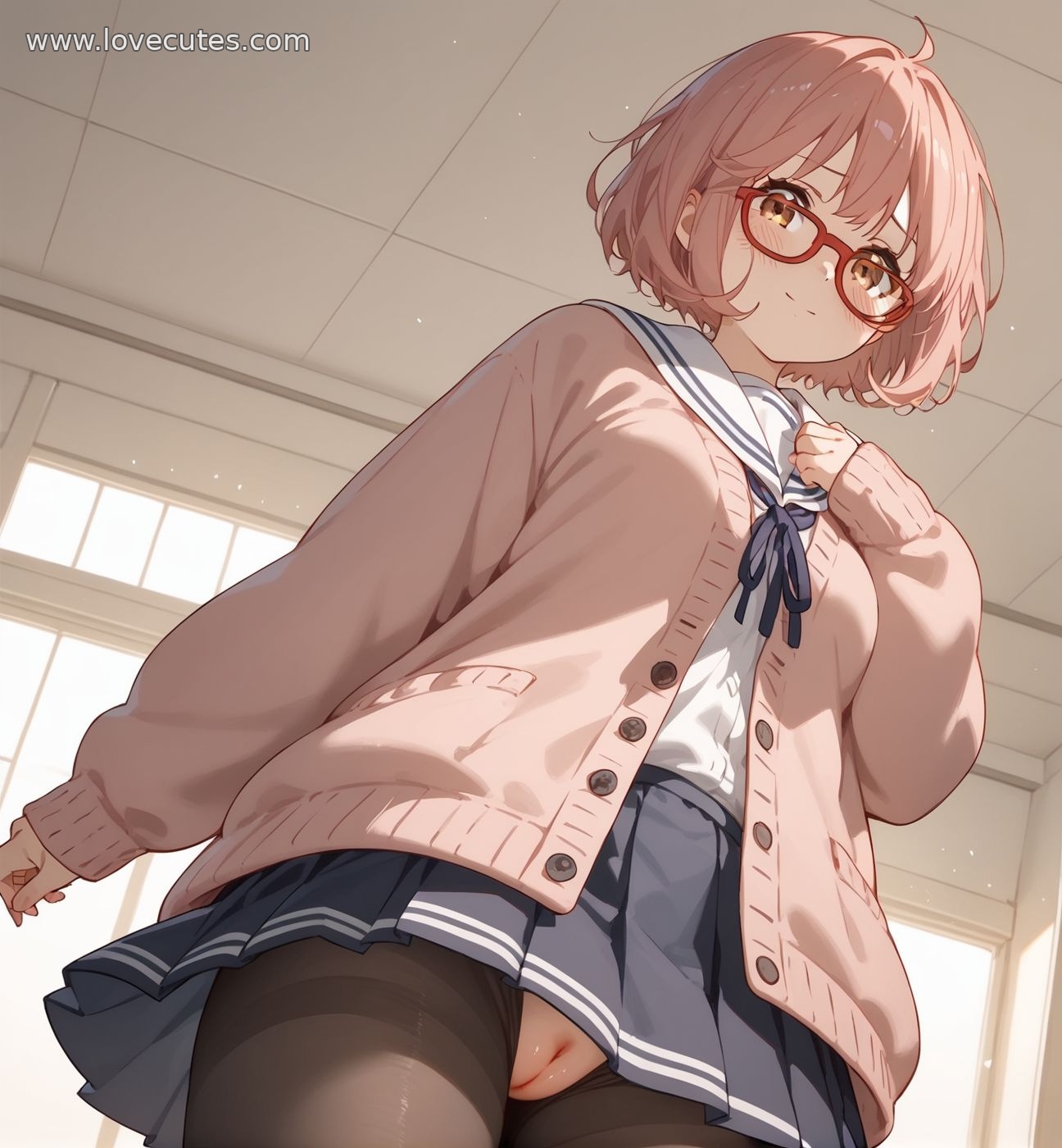 AI Generated Anime Girl - Kuriyama Mirai: Blue-Haired Energetic Student in Captivating Poses Showcasing Youthful Vitality 150P