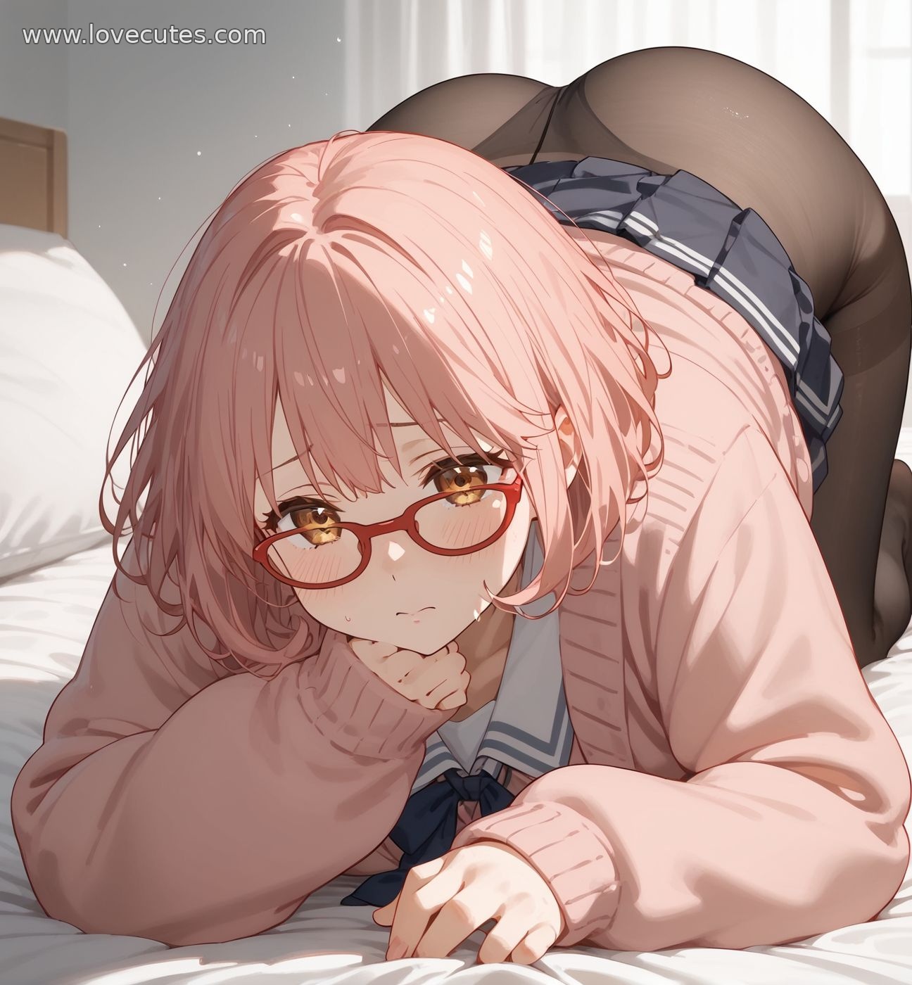 Cô Gái Anime Tạo Ra Bằng AI - 栗山未来: Cô Nàng Tóc Xanh Năng Động Trong Trang Phục Học Sinh, Thể Hiện Sự Trẻ Trung 150P