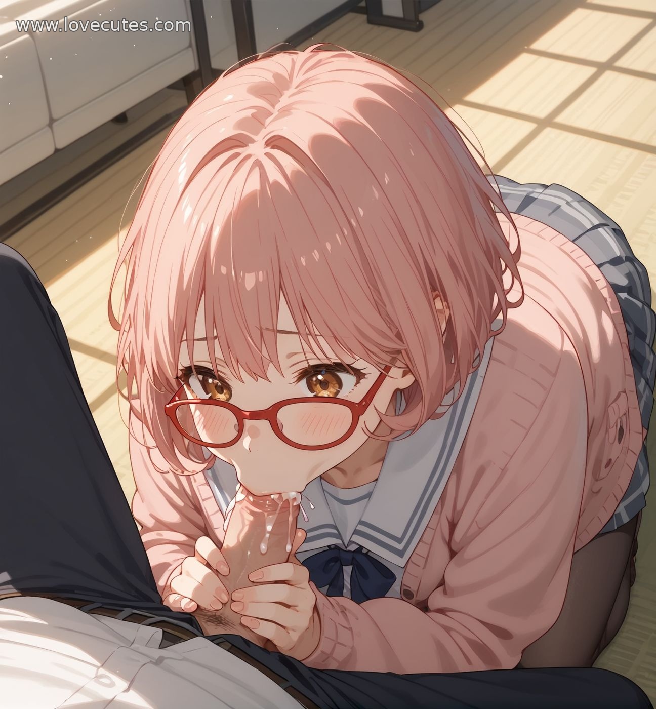 Cô Gái Anime Tạo Ra Bằng AI - 栗山未来: Cô Nàng Tóc Xanh Năng Động Trong Trang Phục Học Sinh, Thể Hiện Sự Trẻ Trung 150P